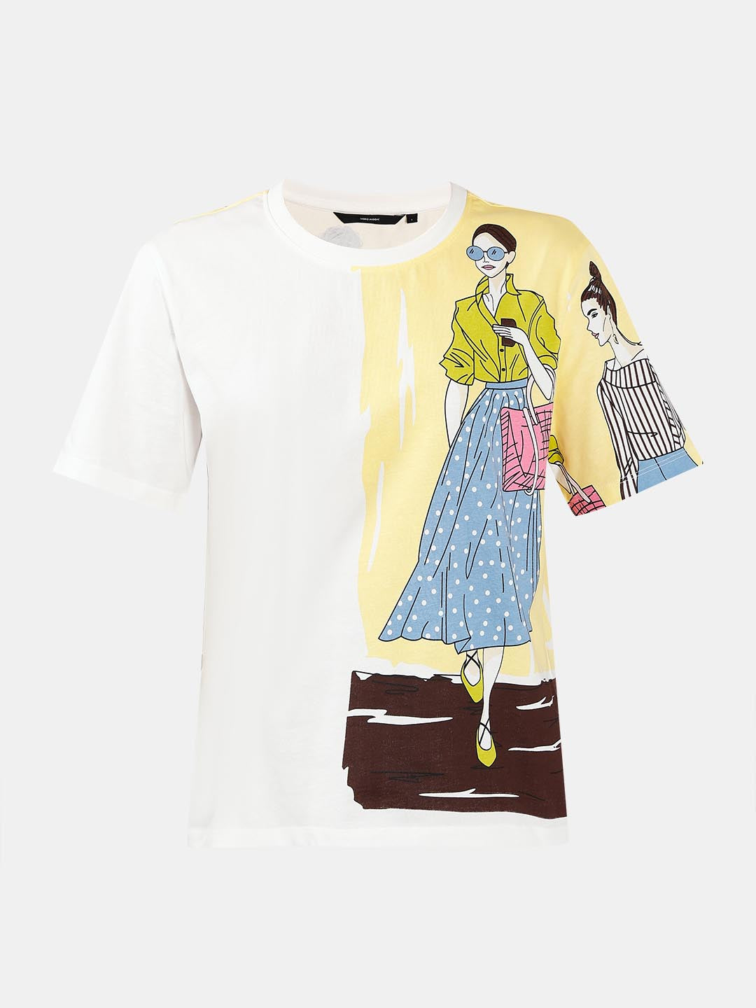 Vero Moda White Printed Cotton T-Shirt