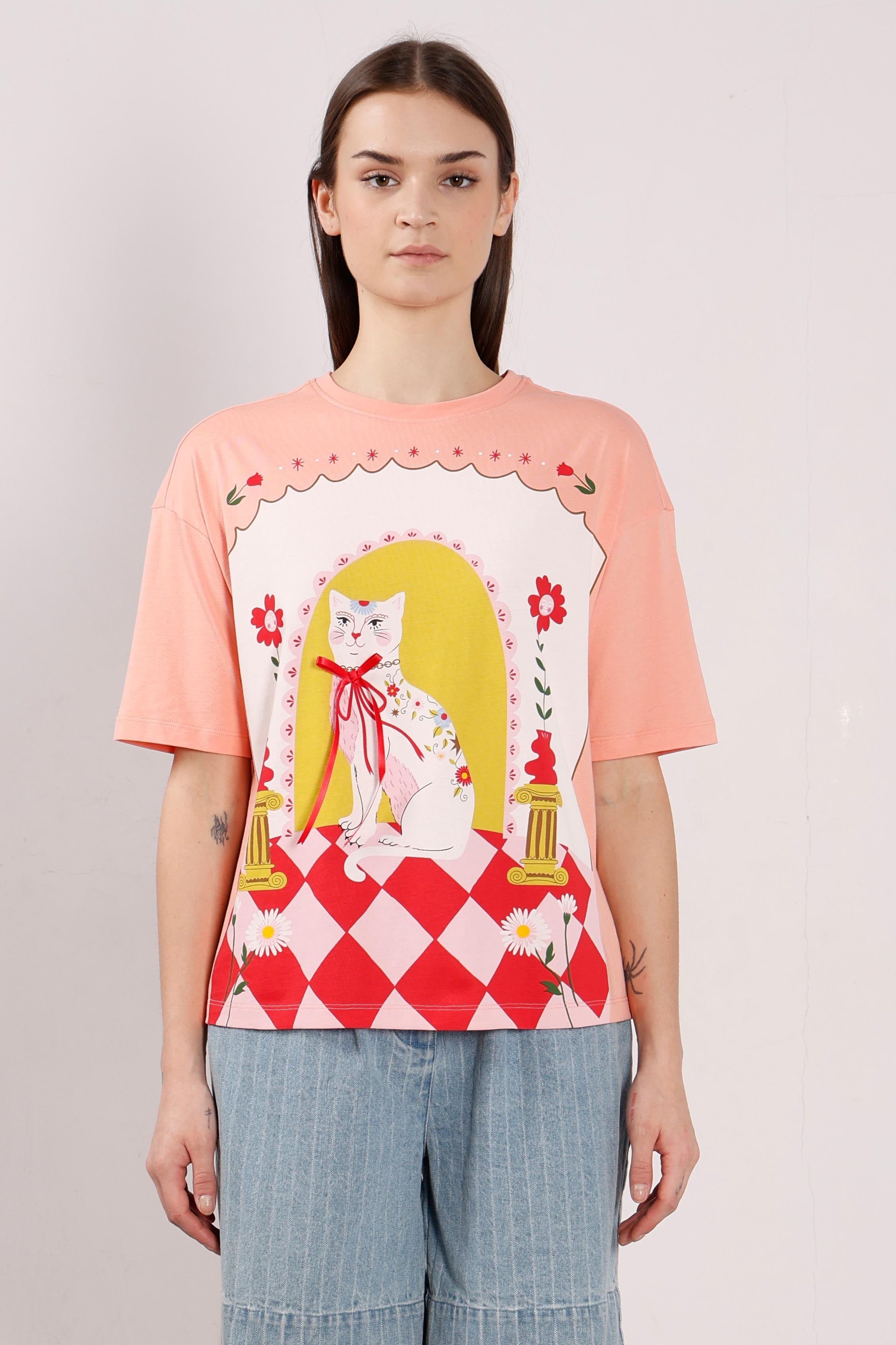 Vero Moda Peach Printed T-Shirt