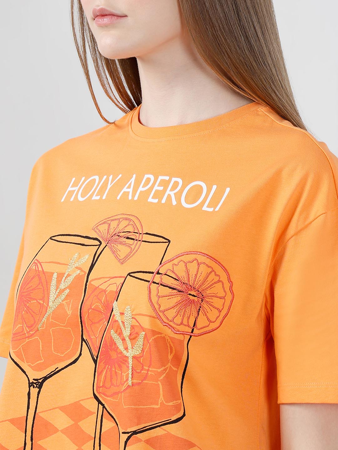 Vero Moda Orange Printed T-Shirt