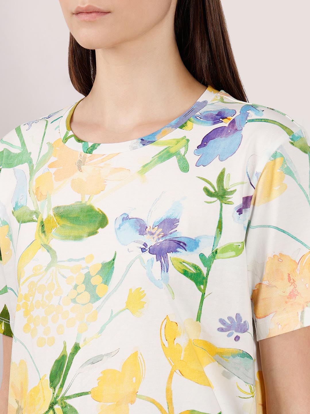 Vero Moda off-White Printed Cotton T-Shirt