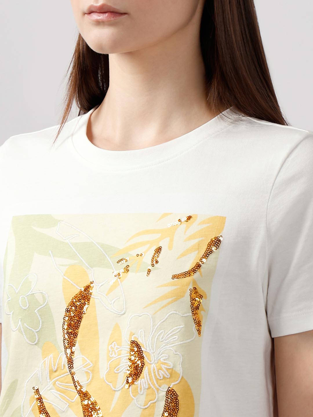 Vero Moda White Embellished Print T-Shirt