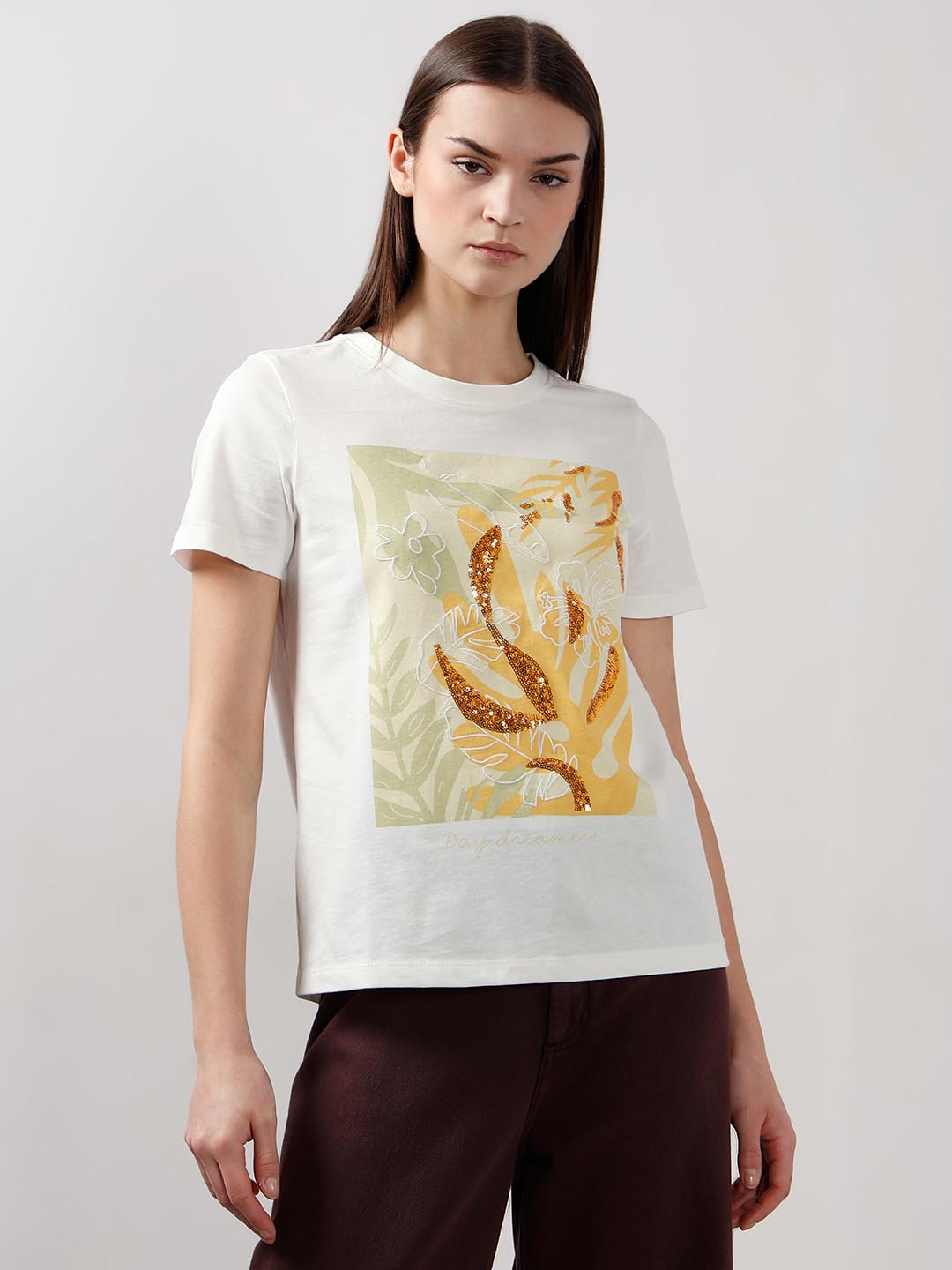 Vero Moda White Embellished Print T-Shirt