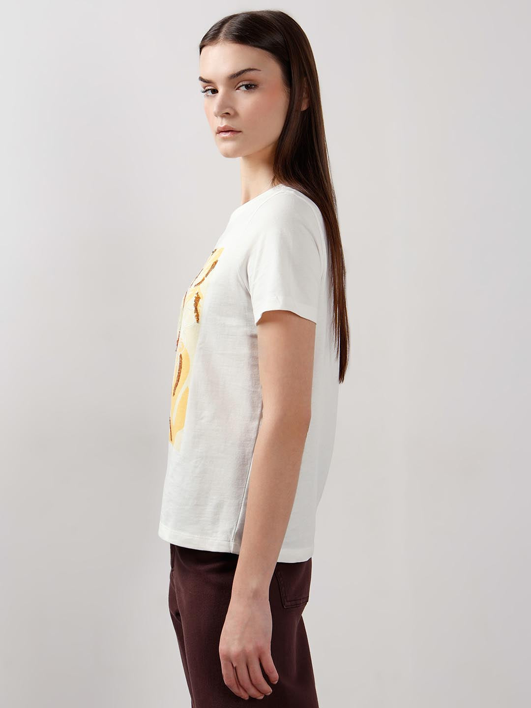 Vero Moda White Embellished Print T-Shirt