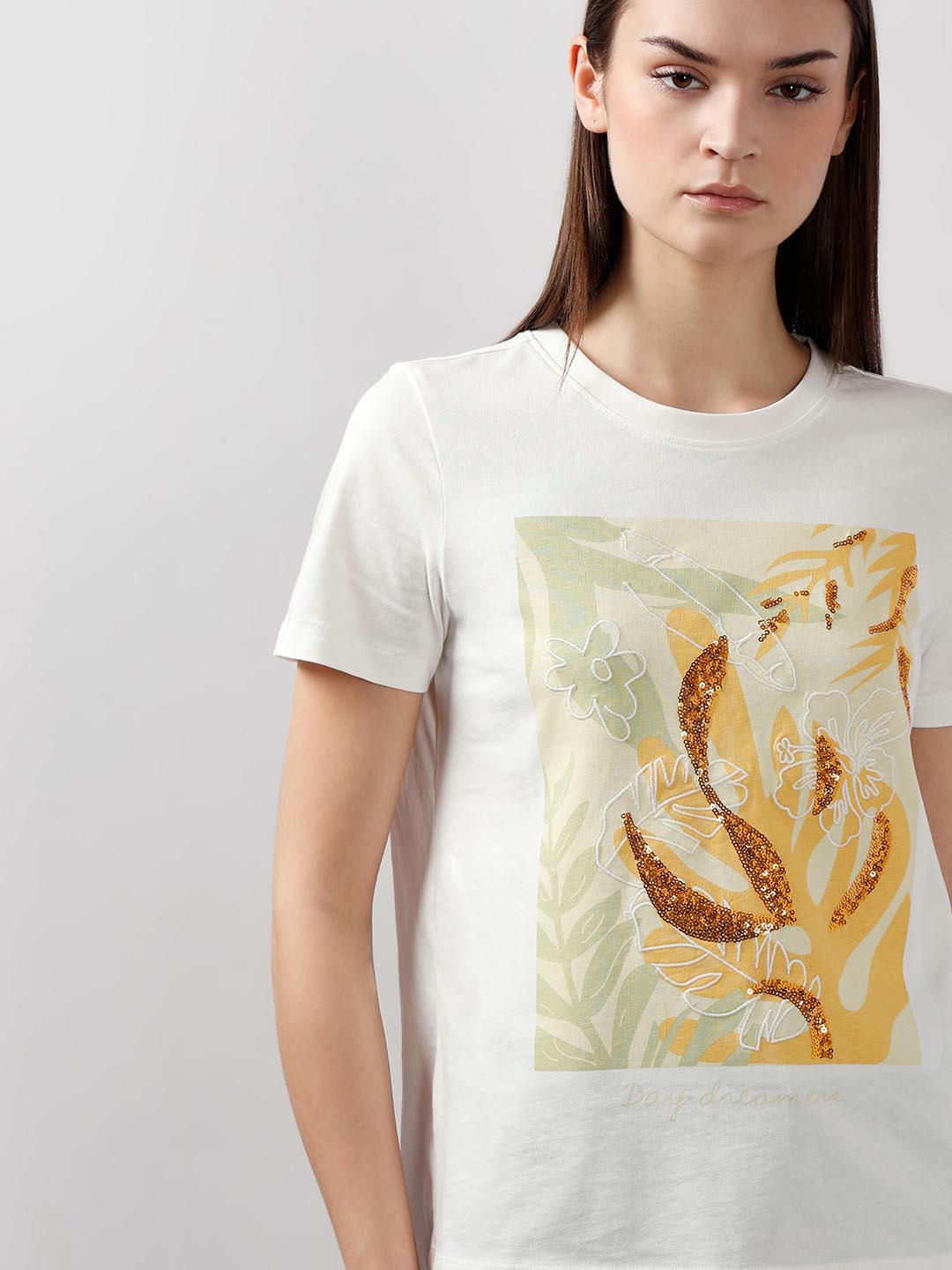 Vero Moda White Embellished Print T-Shirt