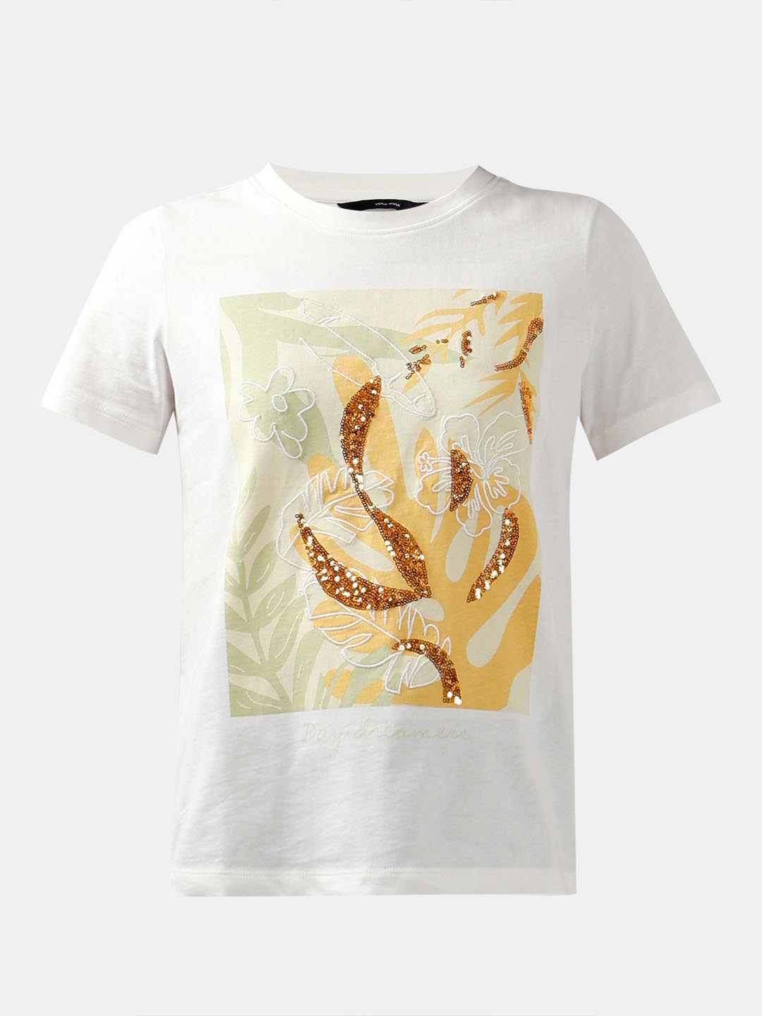 Vero Moda White Embellished Print T-Shirt