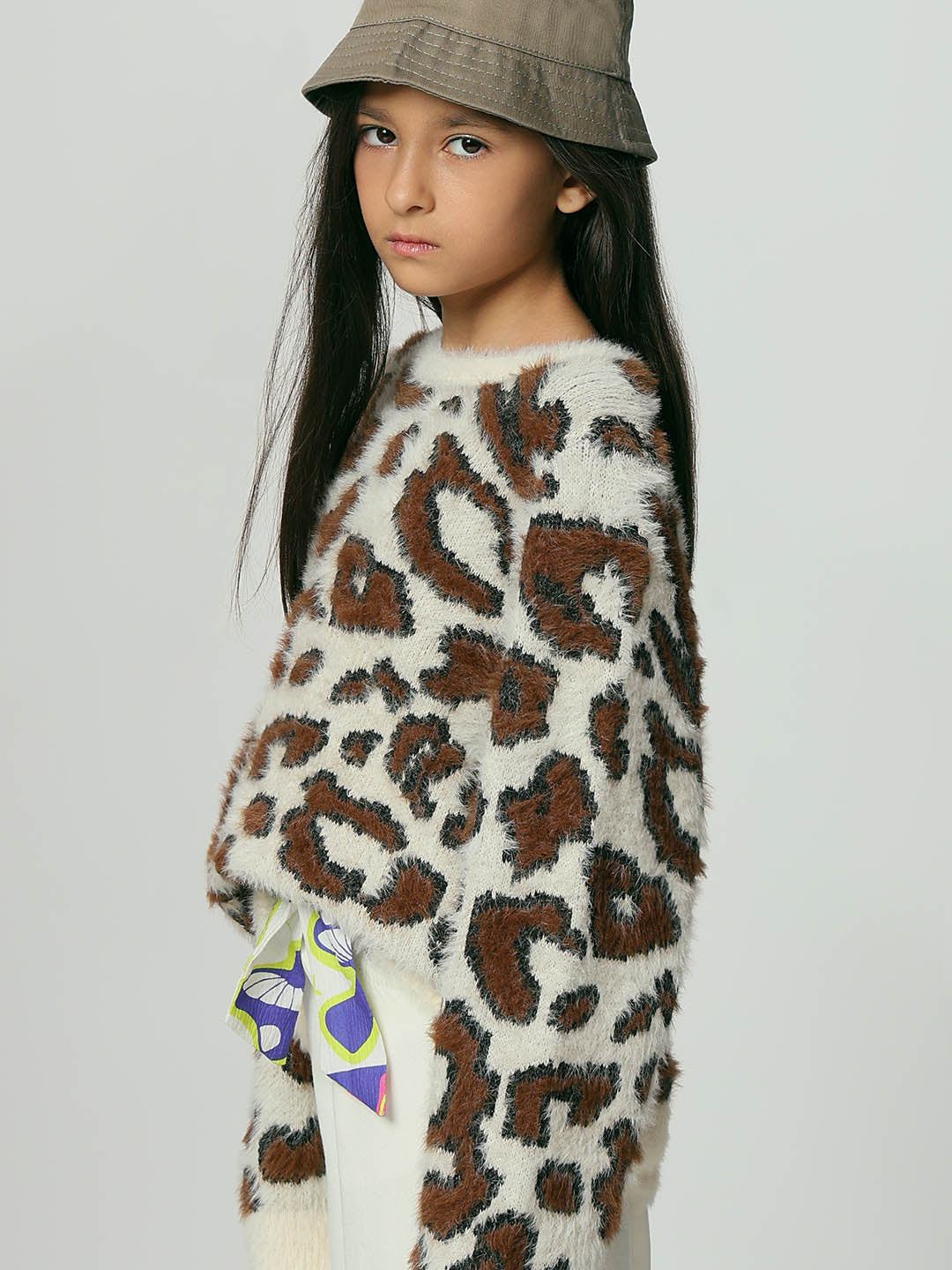 GIRLS Brown Animal Print Pullover