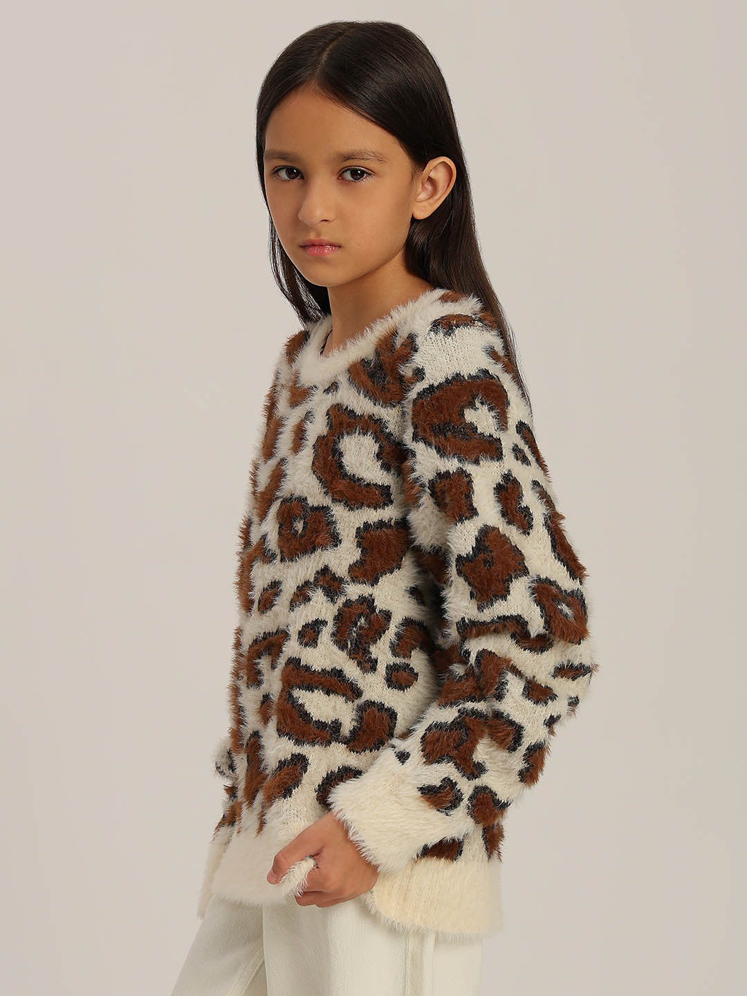 GIRLS Brown Animal Print Pullover