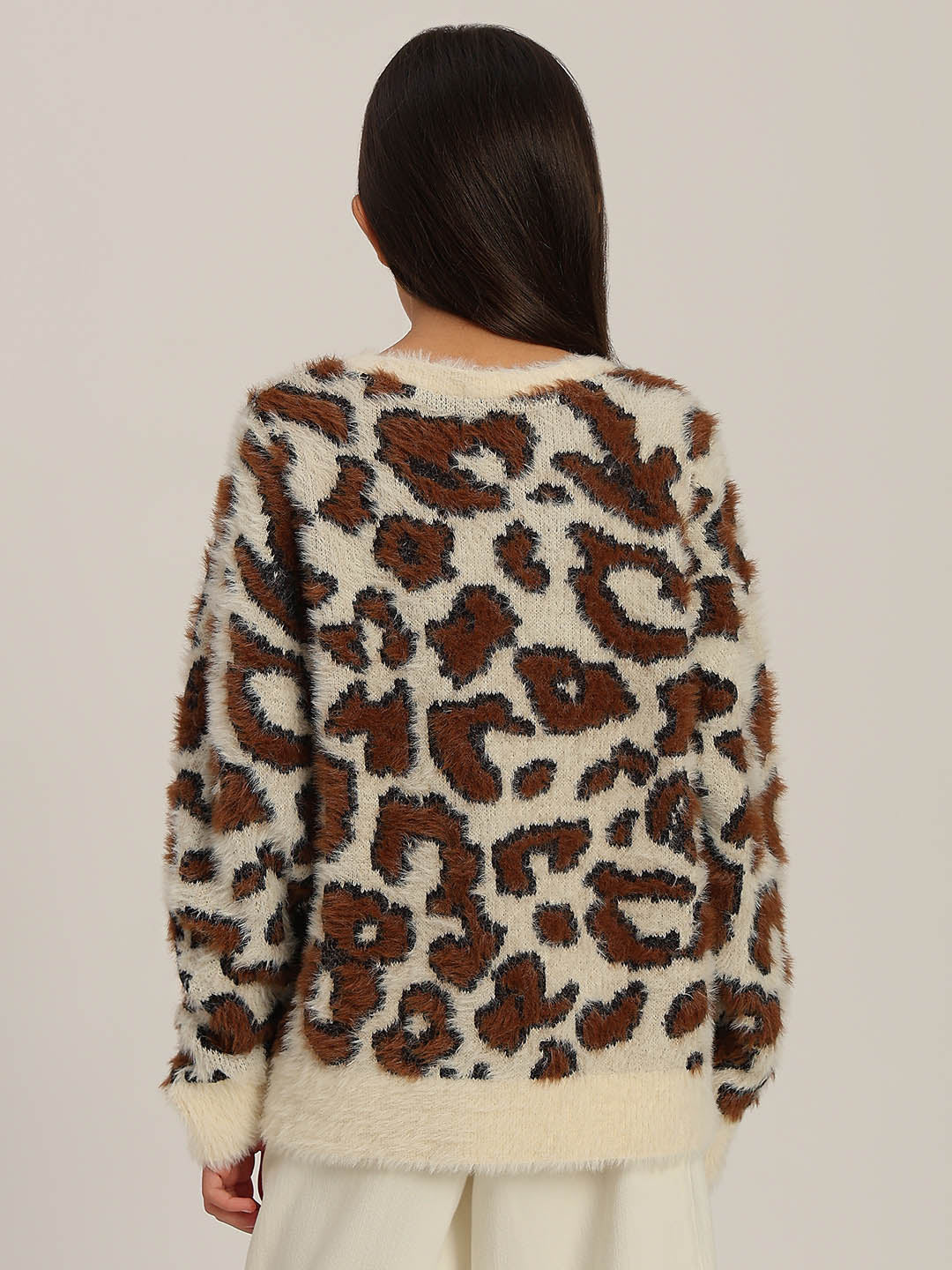 GIRLS Brown Animal Print Pullover