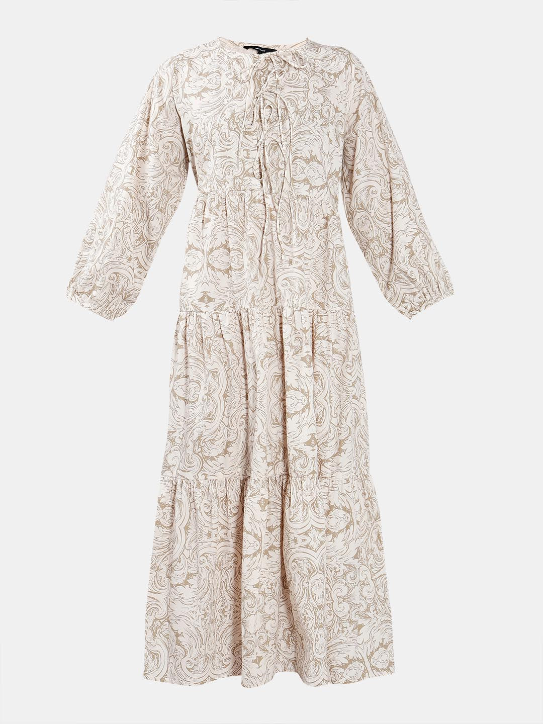 Vero Moda Beige Printed Midaxi Dress
