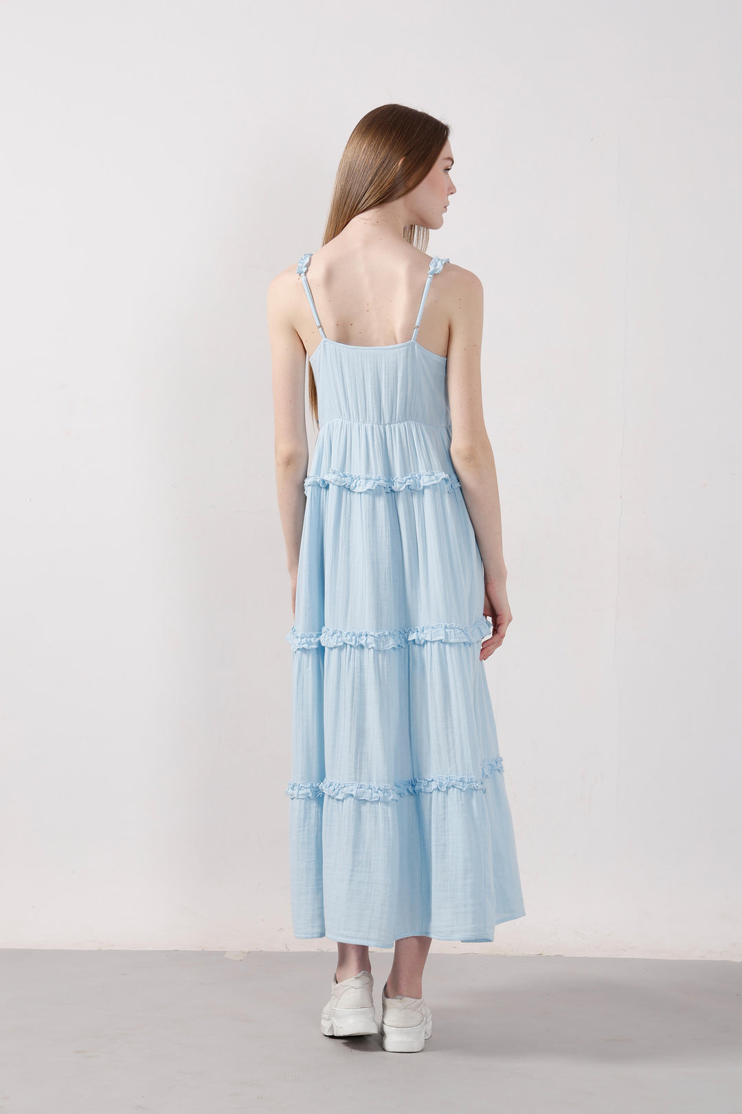 Vero Moda Blue Organic Cotton Midi Dress