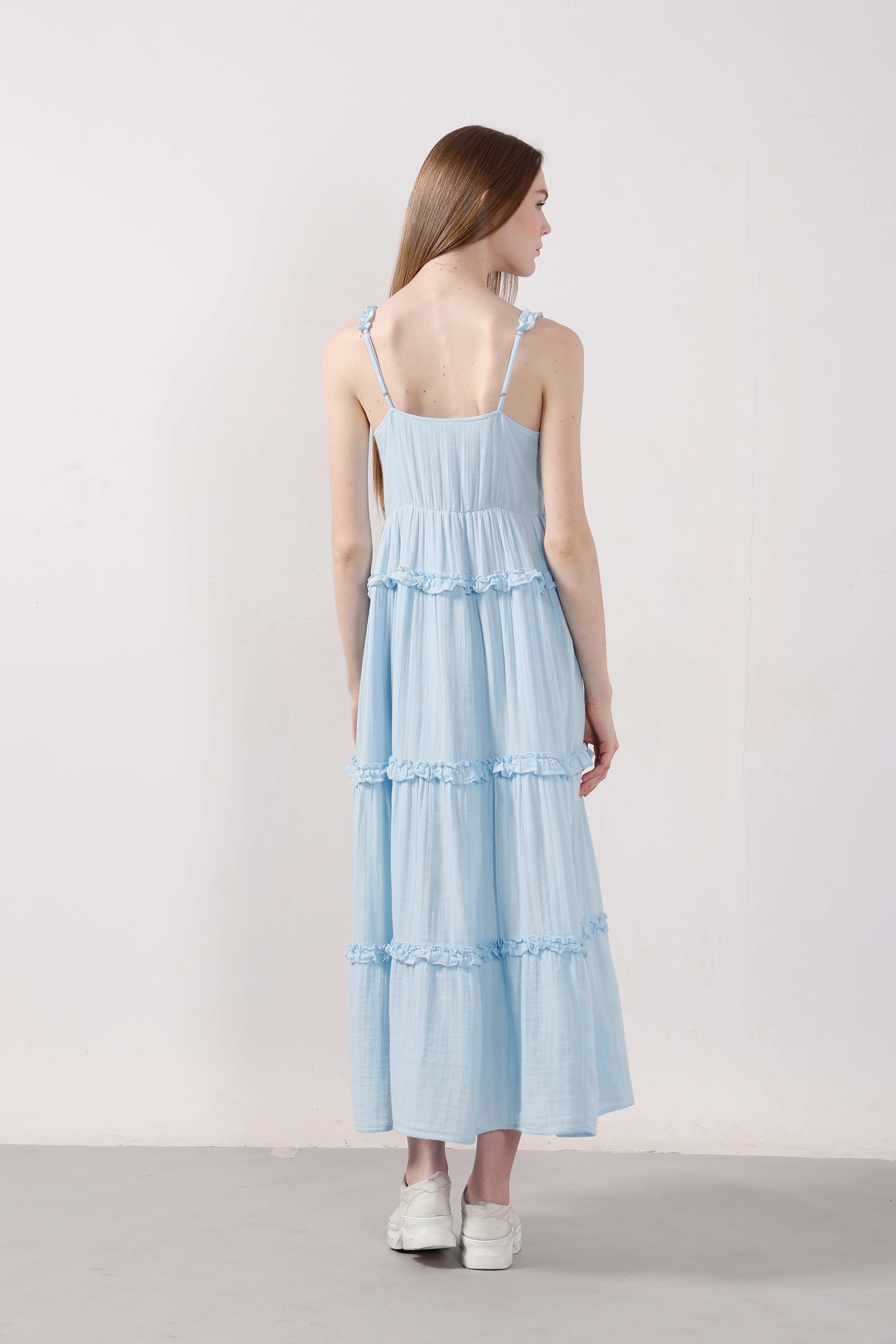 Vero Moda Blue Organic Cotton Midi Dress