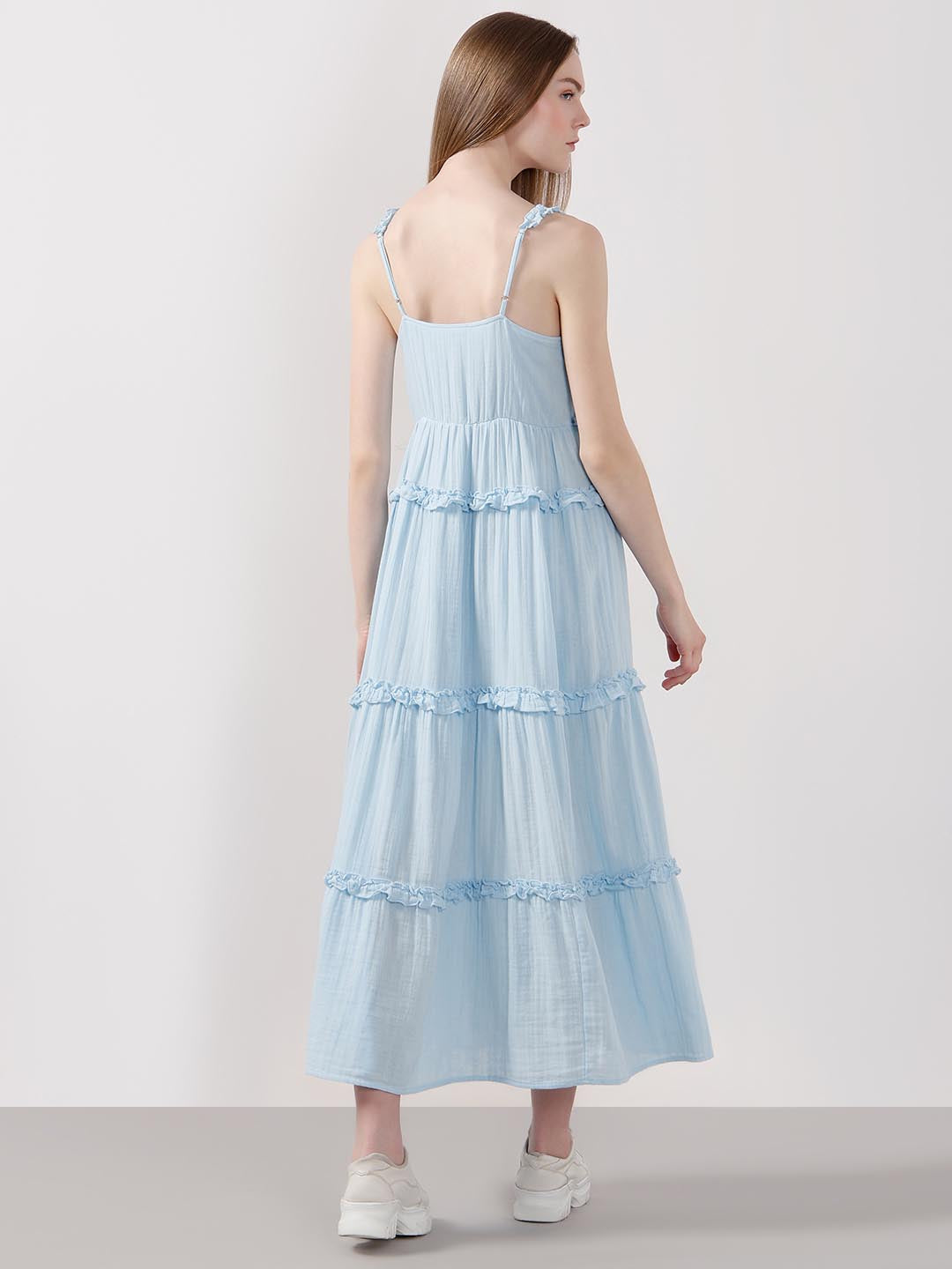 Vero Moda Blue Organic Cotton Midi Dress