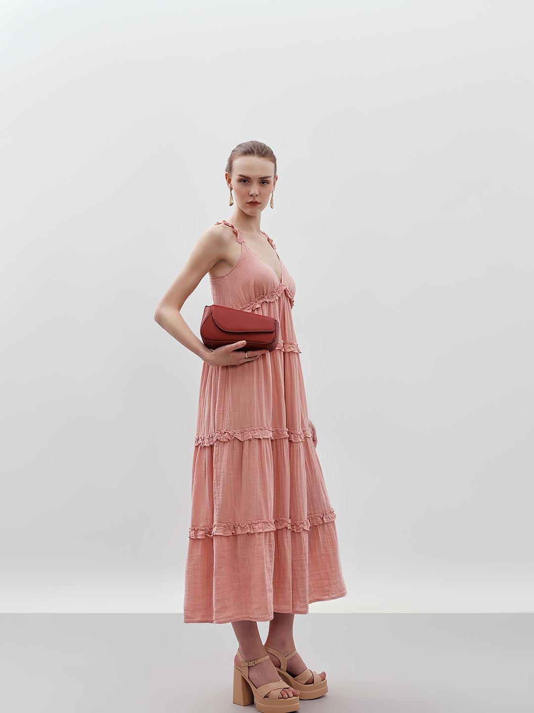 Vero Moda Pink Organic Cotton Midi Dress