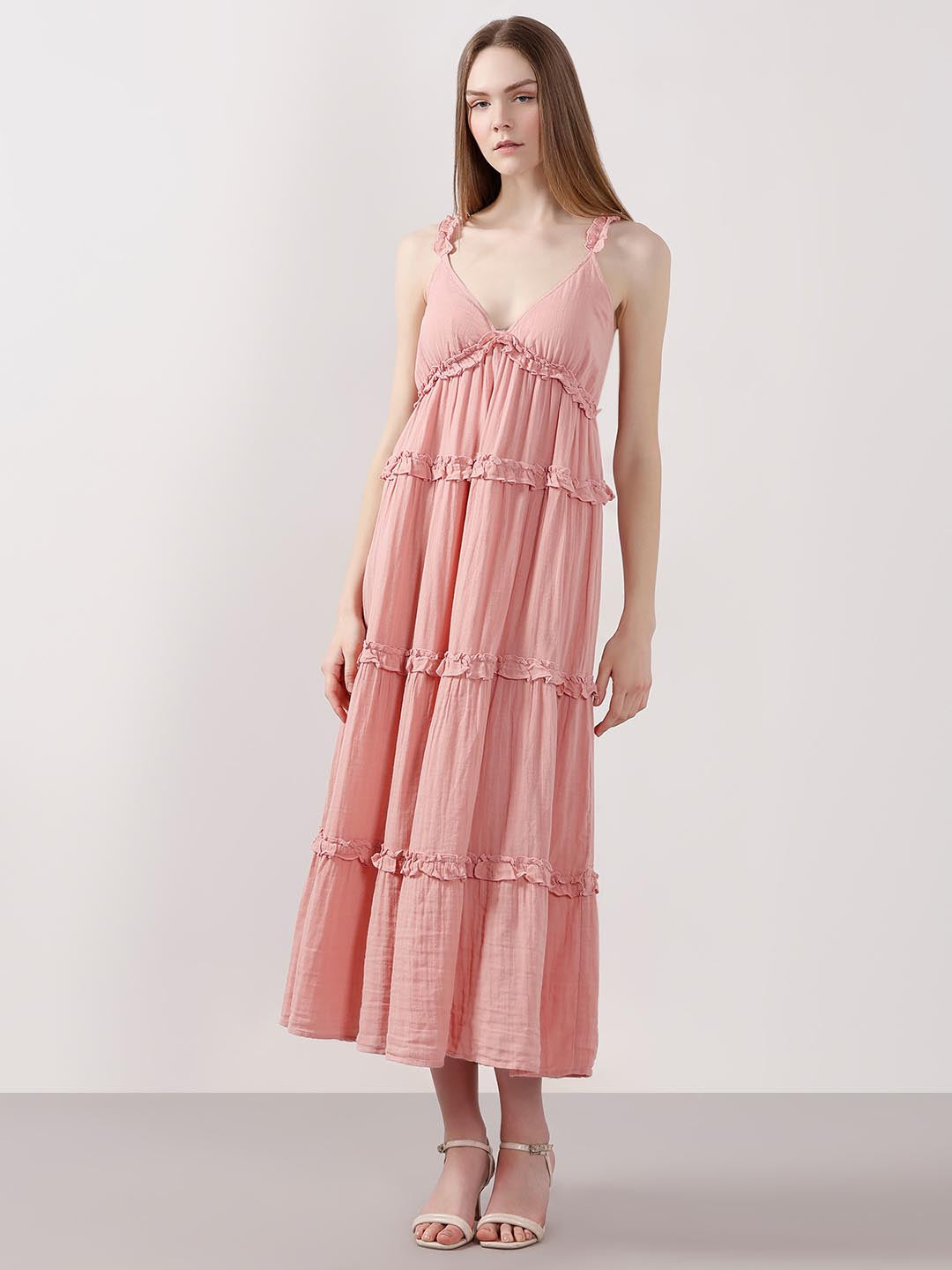 Vero Moda Pink Organic Cotton Midi Dress