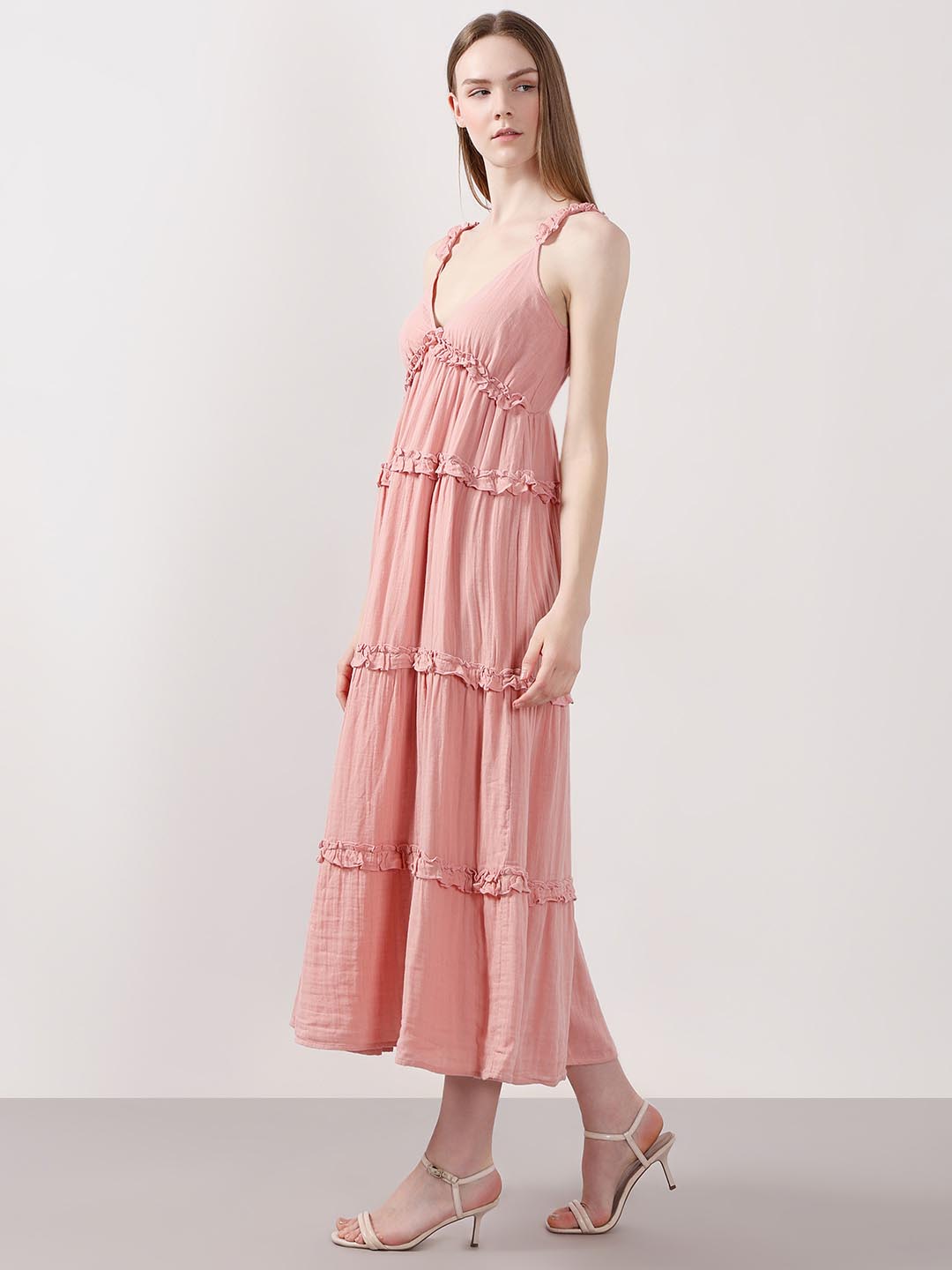 Vero Moda Pink Organic Cotton Midi Dress