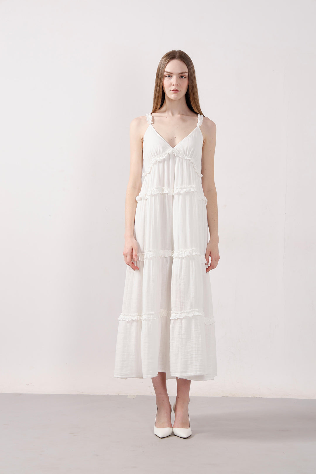 Vero Moda White Organic Cotton Midi Dress