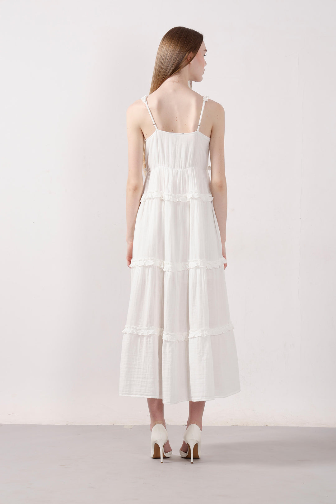 Vero Moda White Organic Cotton Midi Dress