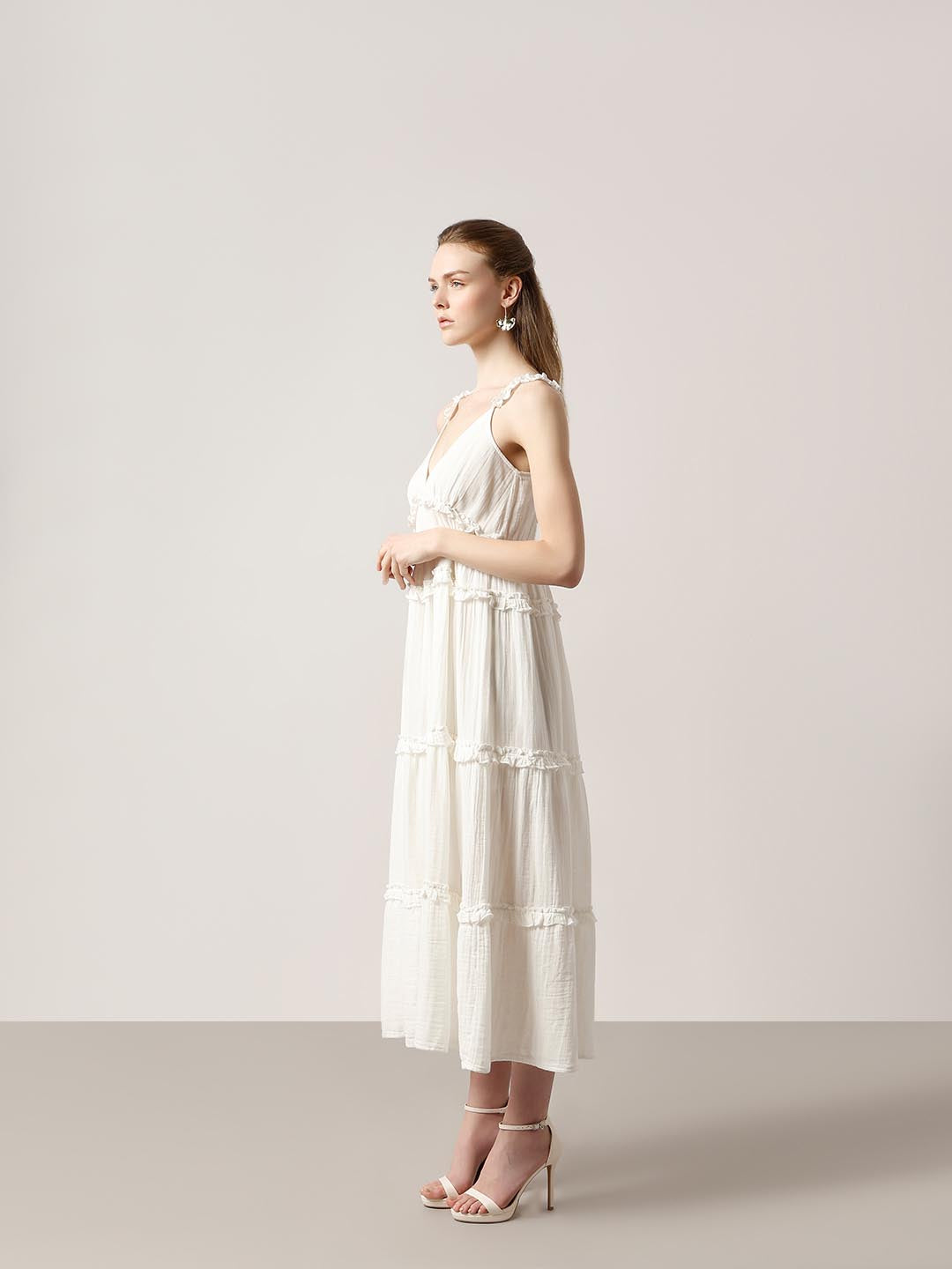 Vero Moda White Organic Cotton Midi Dress