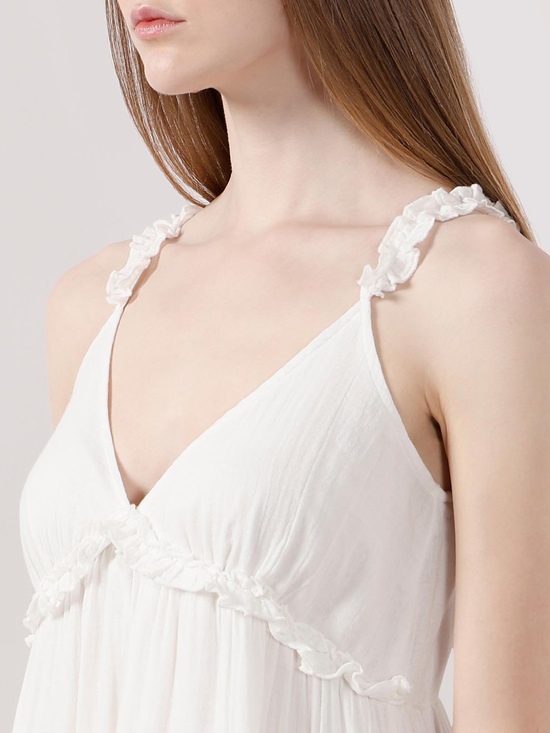 Vero Moda White Organic Cotton Midi Dress