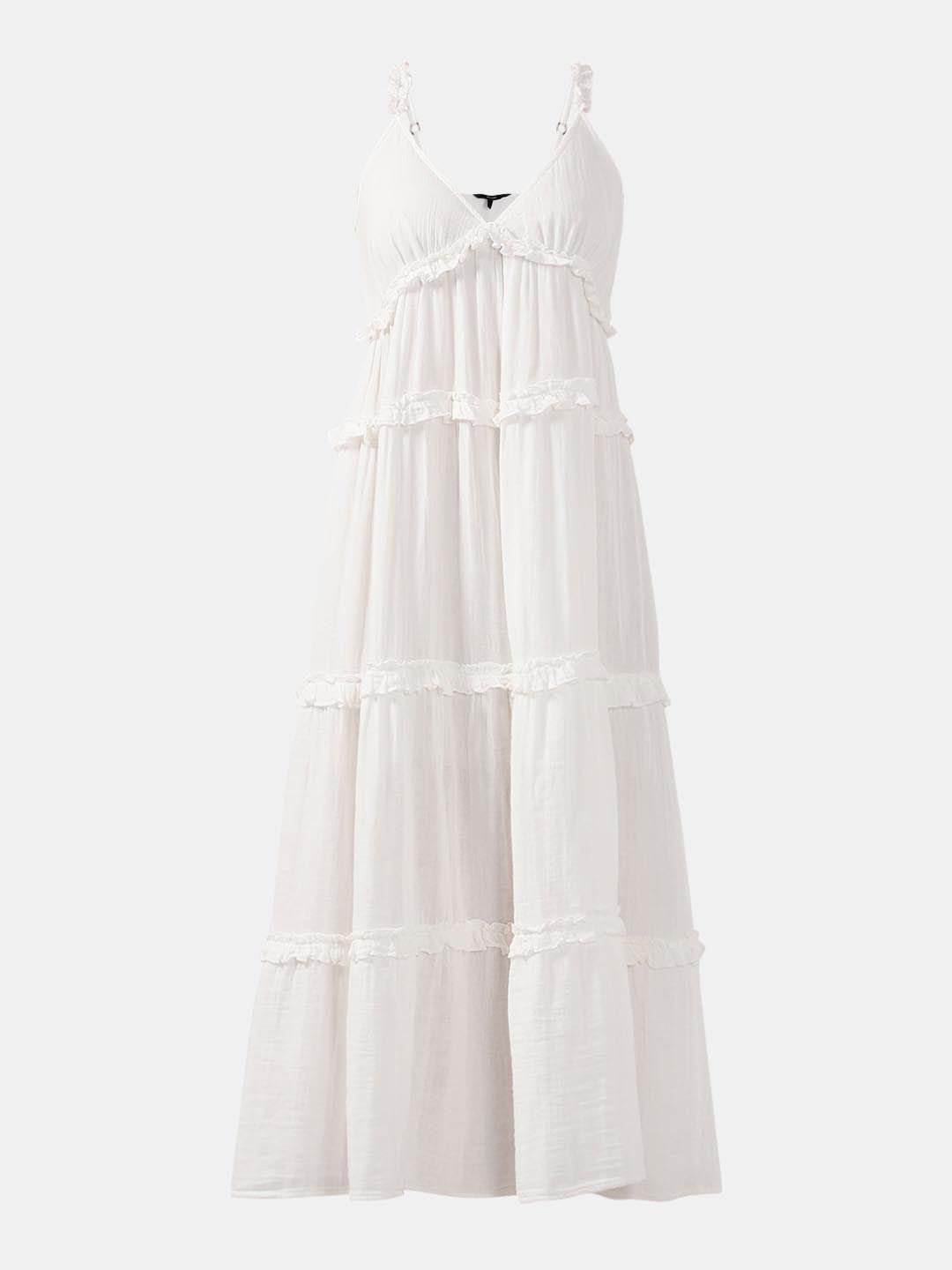 Vero Moda White Organic Cotton Midi Dress