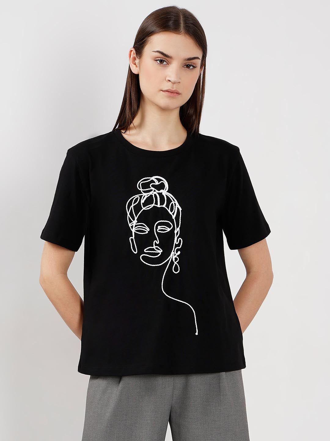 Vero Moda Black Cotton T-Shirt