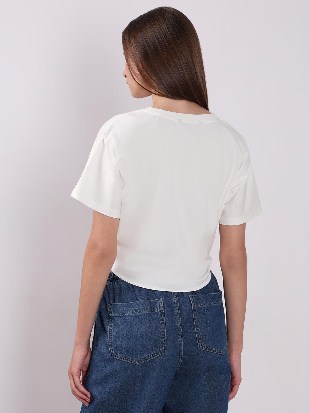 Vero Moda White Embroidered Print T-Shirt
