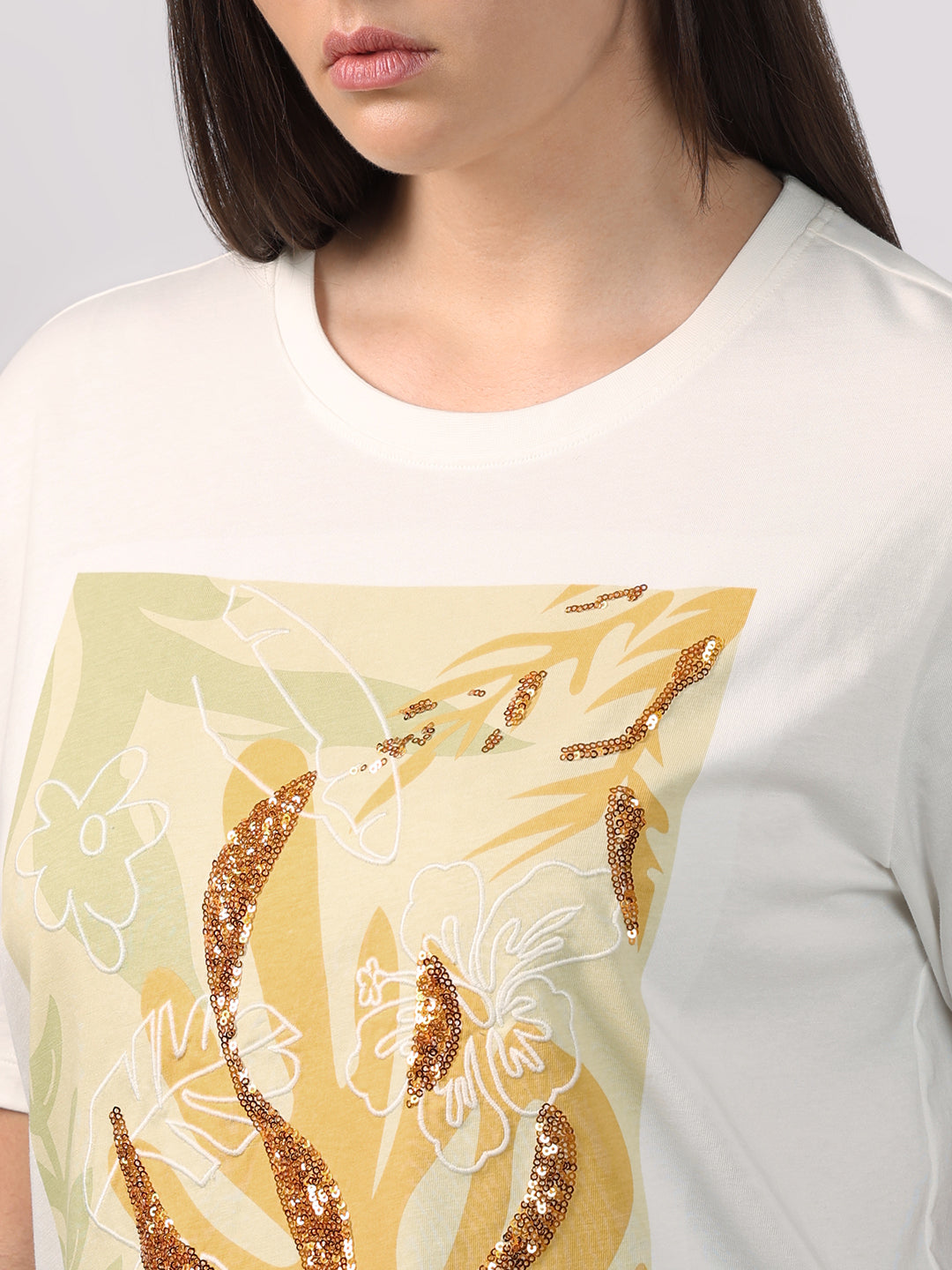 VERO MODA CURVE White Printed T-shirt
