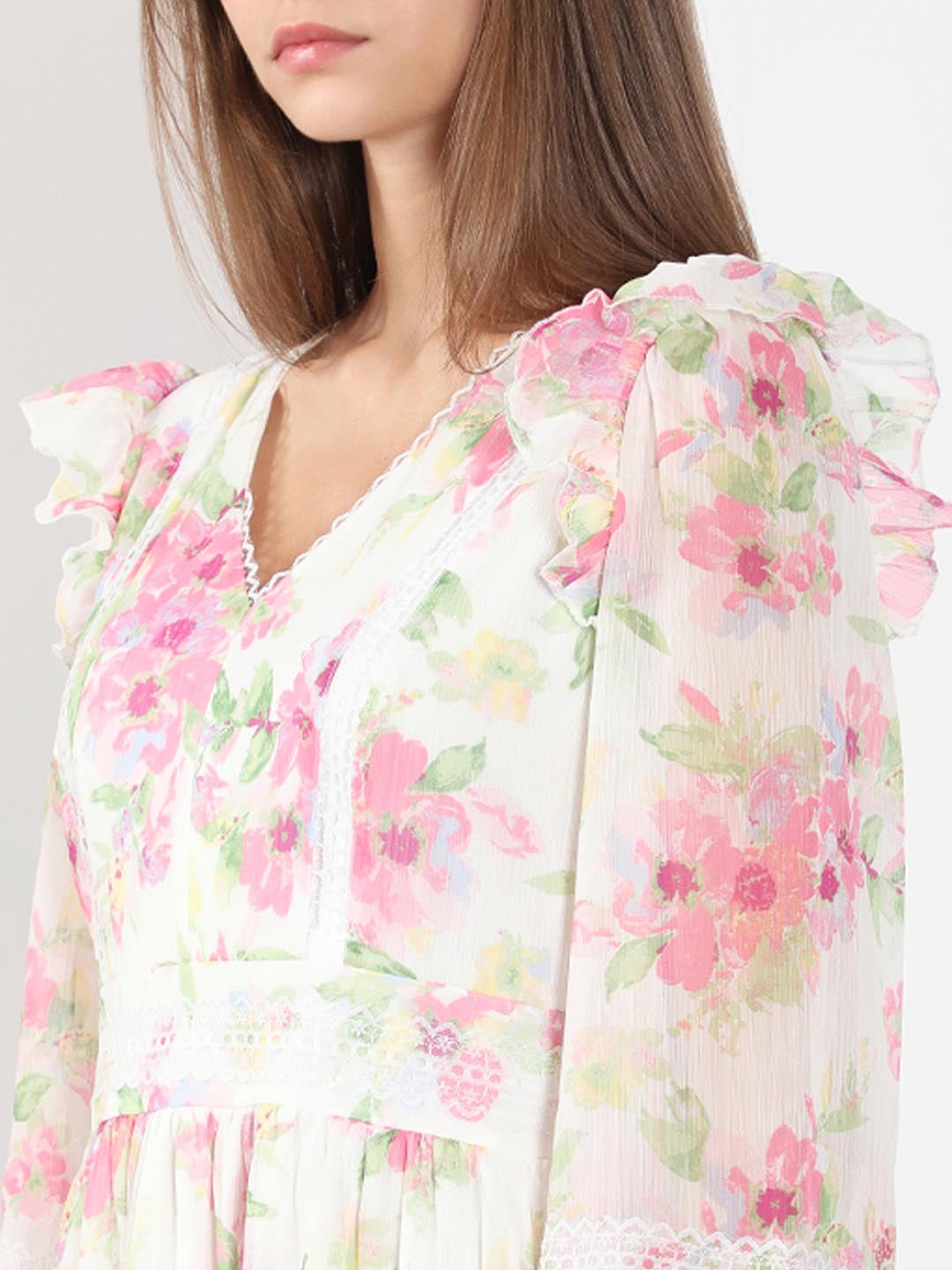 Vero Moda White Floral Print Mini Dress