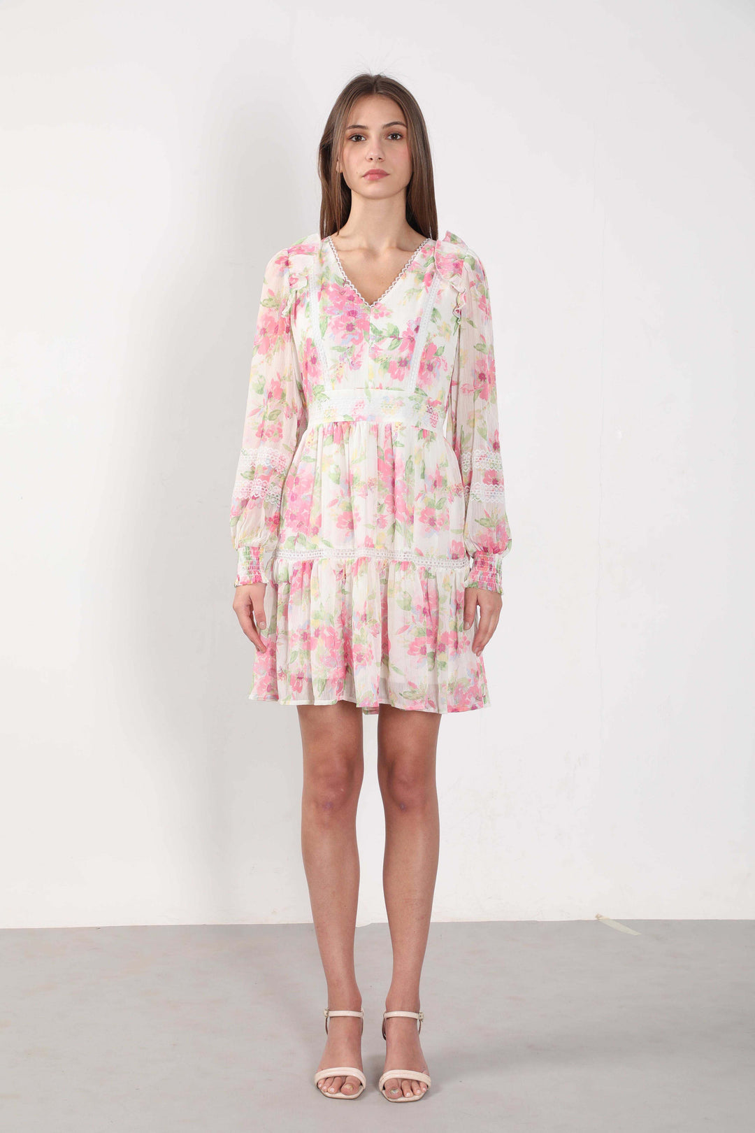 Vero Moda White Floral Print Mini Dress