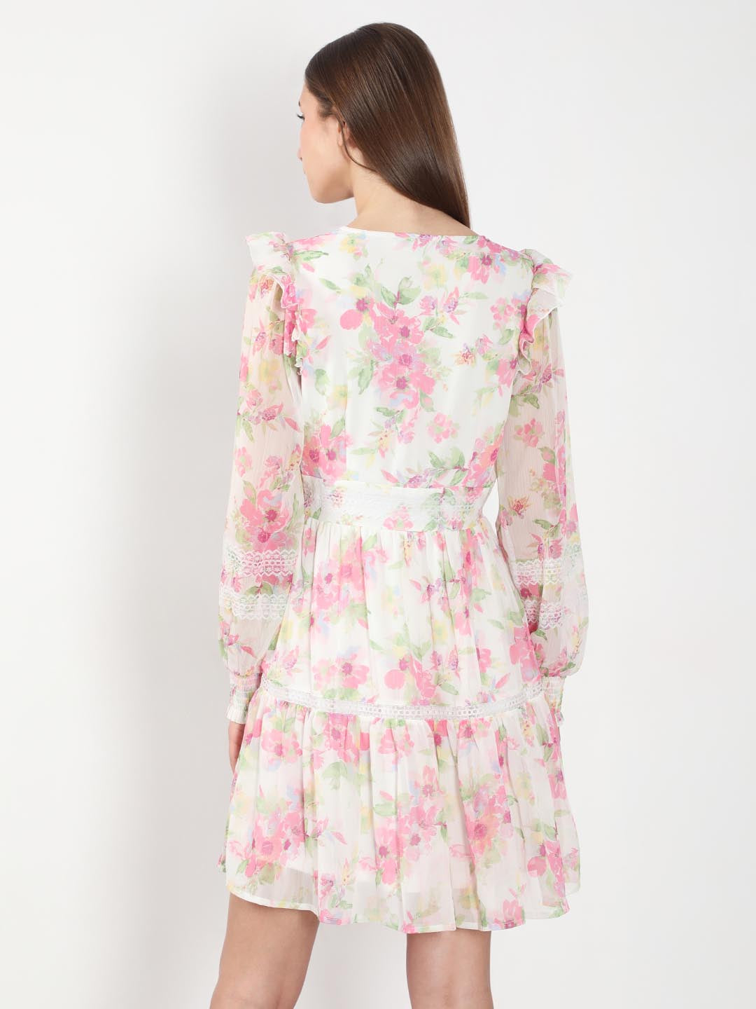 Vero Moda White Floral Print Mini Dress