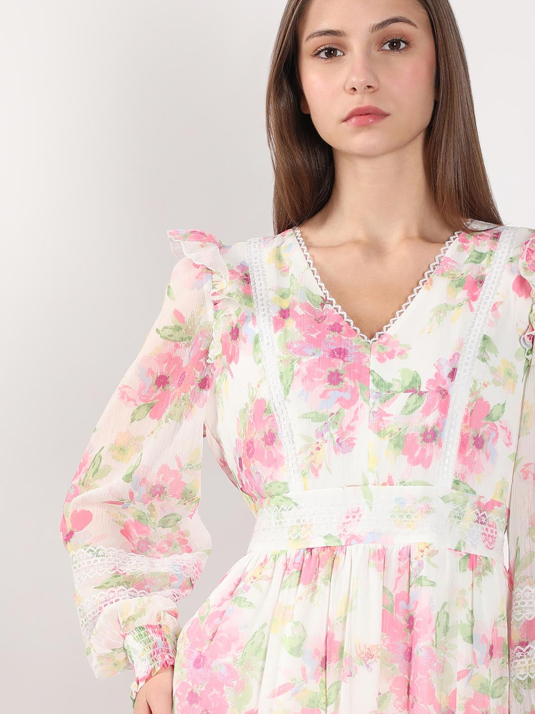 Vero Moda White Floral Print Mini Dress