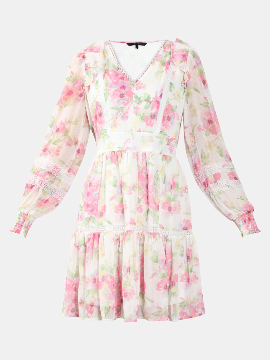 Vero Moda White Floral Print Mini Dress