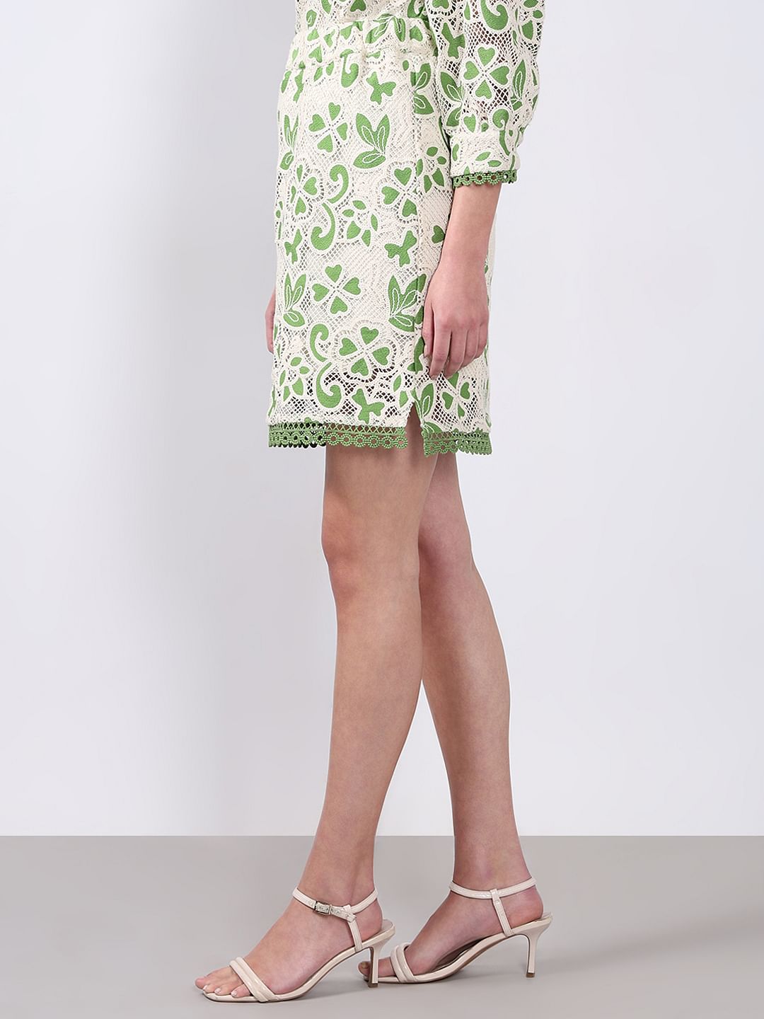 Green Embroidered Co-Ord Set Skirt