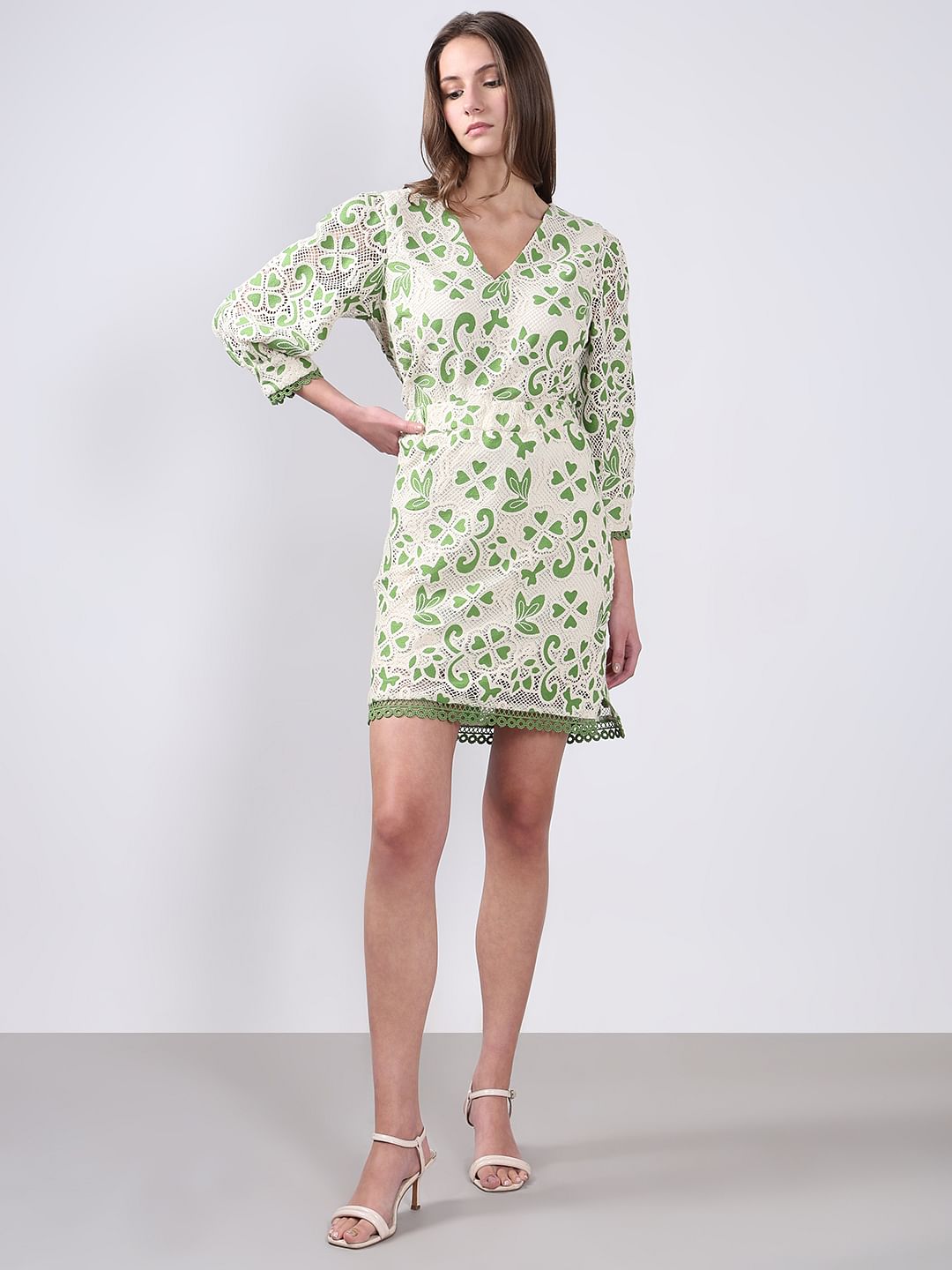 Green Embroidered Co-Ord Set Skirt