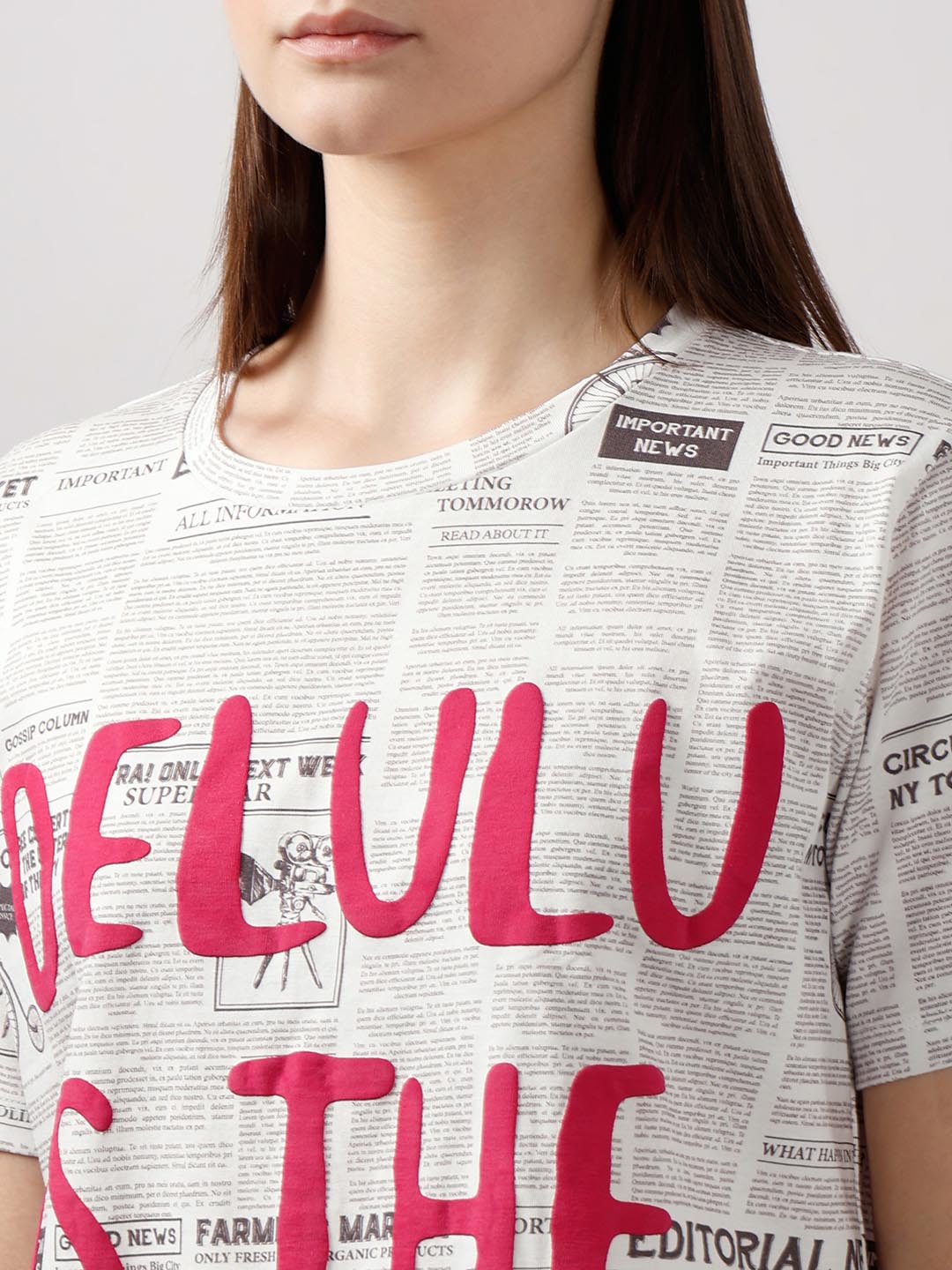 Vero Moda White Typographic Print T-Shirt