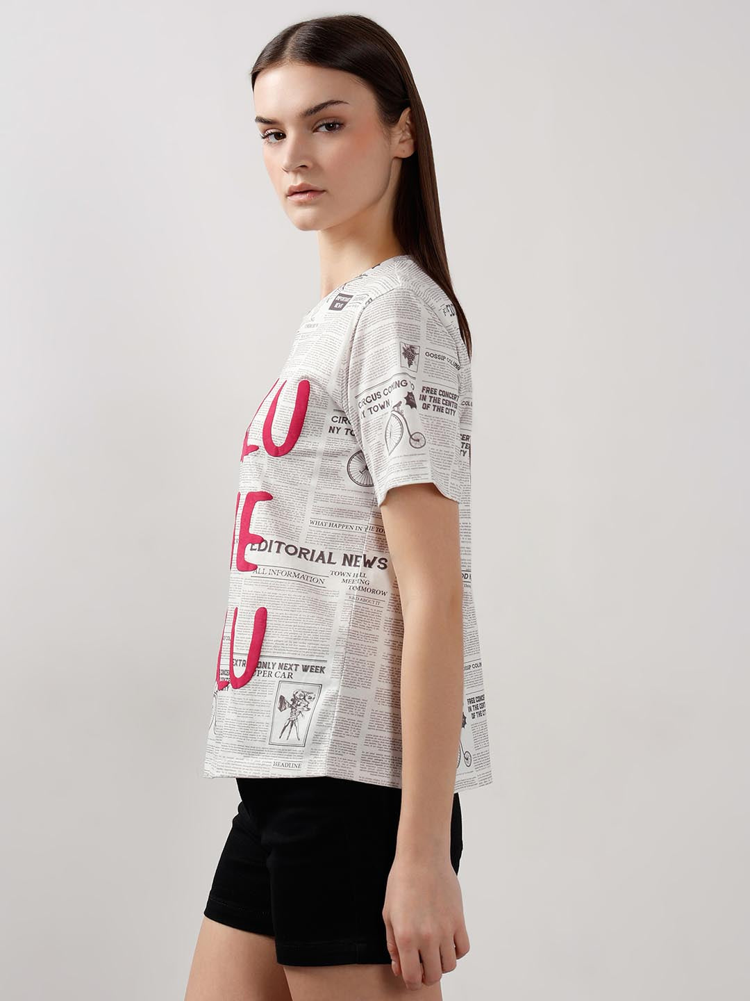 Vero Moda White Typographic Print T-Shirt