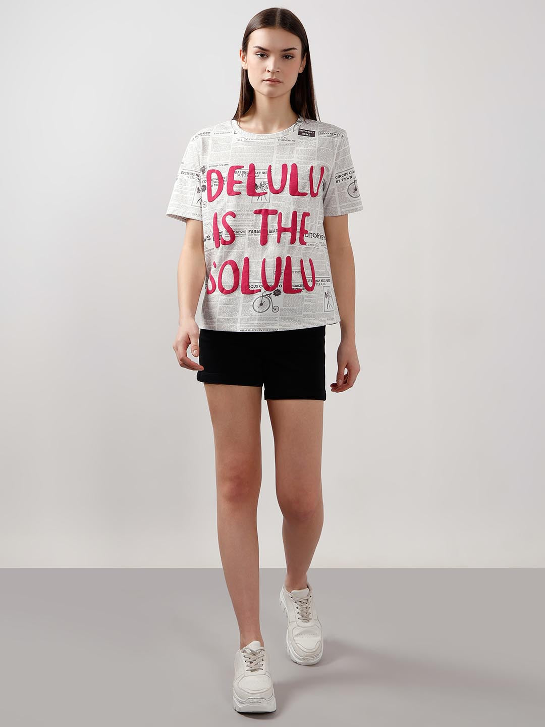 Vero Moda White Typographic Print T-Shirt