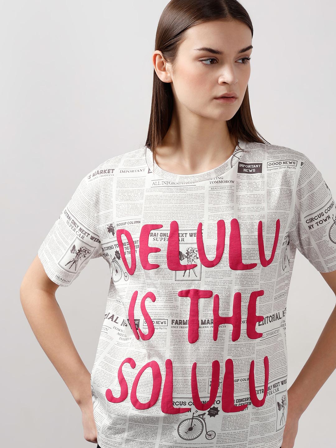 Vero Moda White Typographic Print T-Shirt