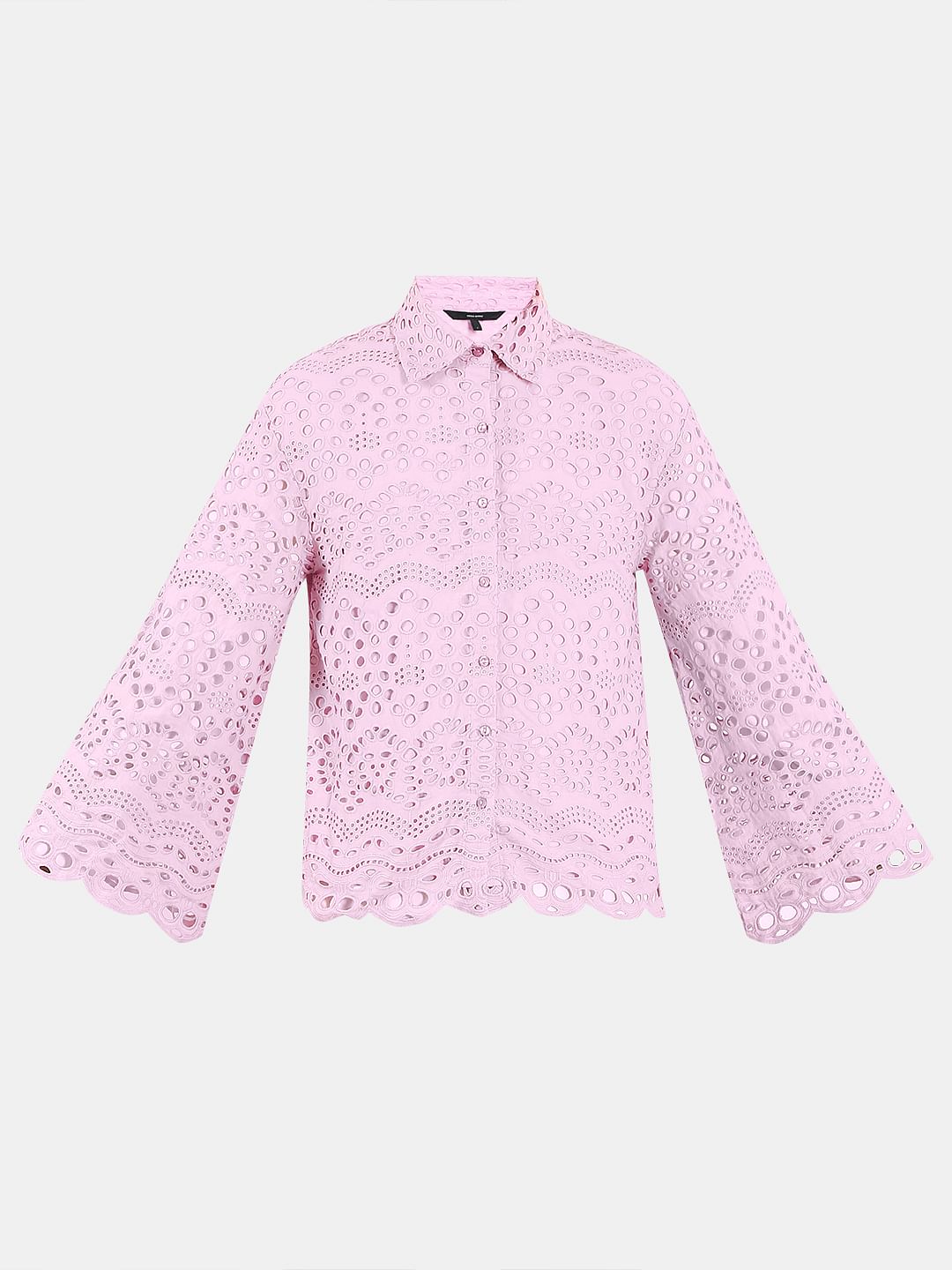 Lilac Cutwork Cotton Shirt