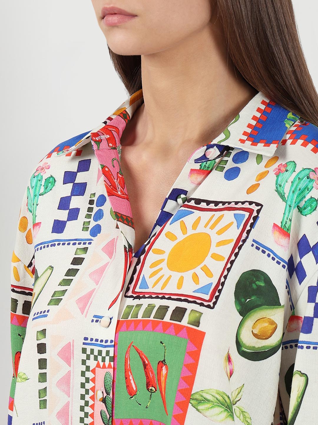 Ecru Printed Full Sleeves Shirt