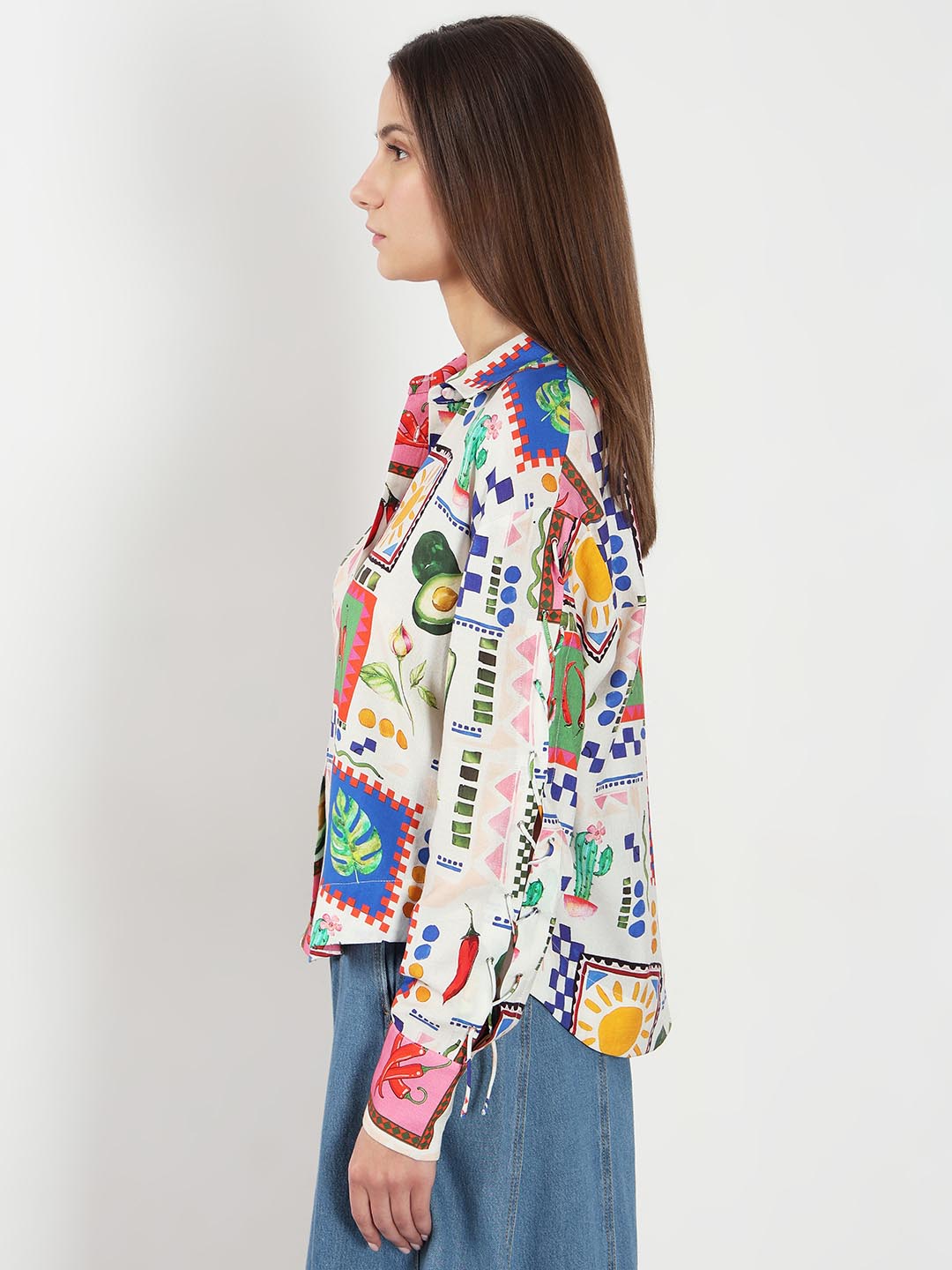 Ecru Printed Full Sleeves Shirt