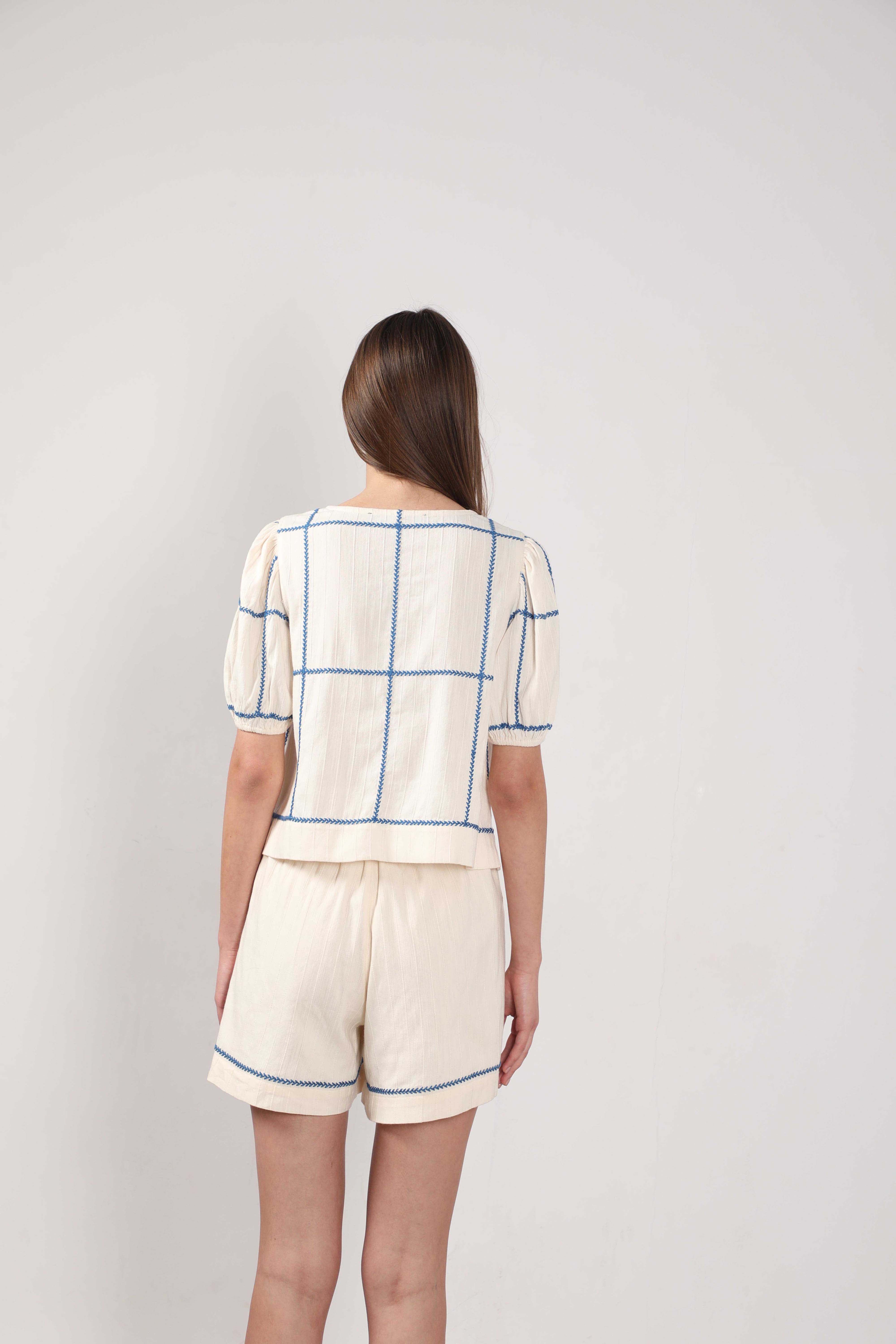 Vero Moda Ecru Embroidered Co-Ord Set Top