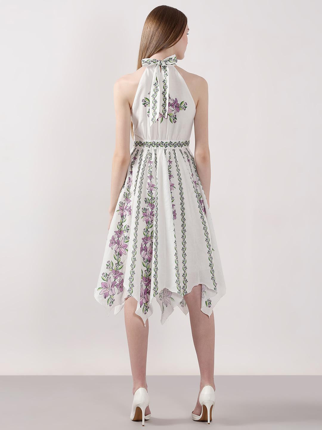 Vero Moda White Printed Asymmetric Dress