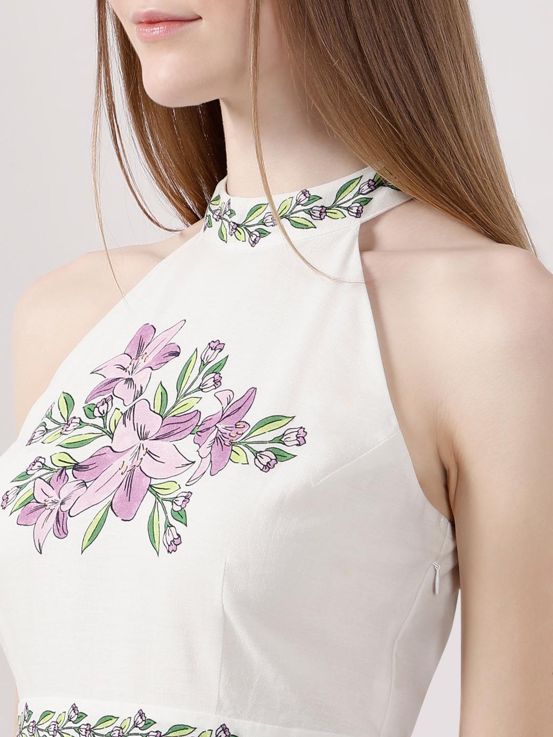 Vero Moda White Printed Asymmetric Dress