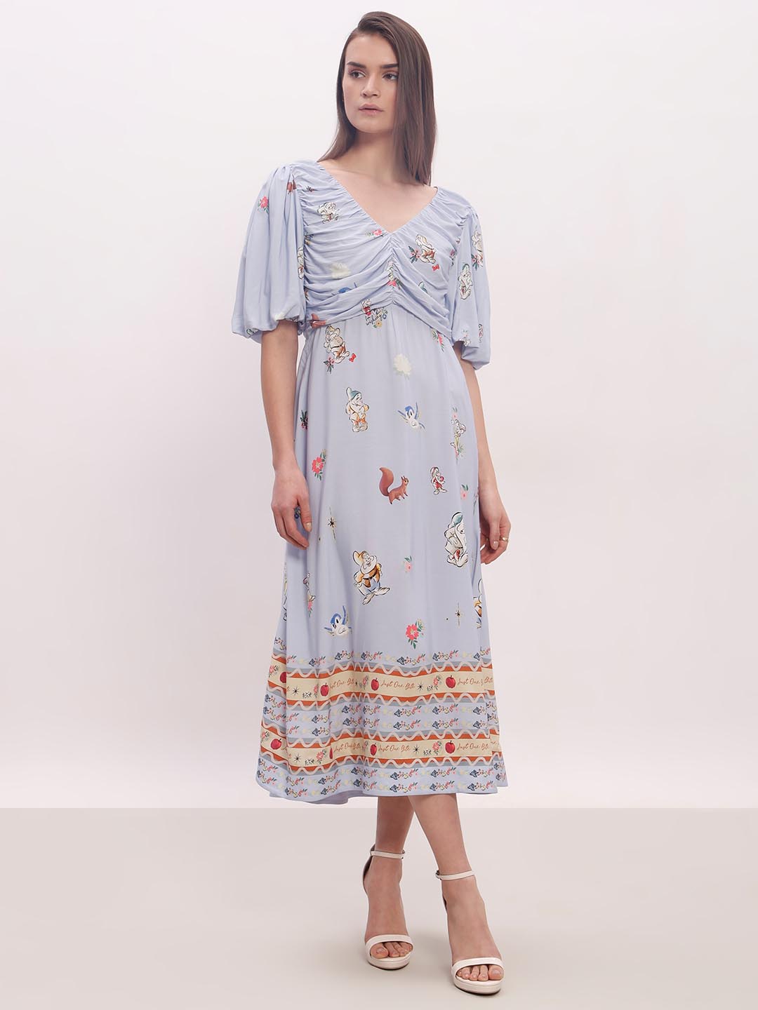 Vero Moda Blue Printed Midi Dress