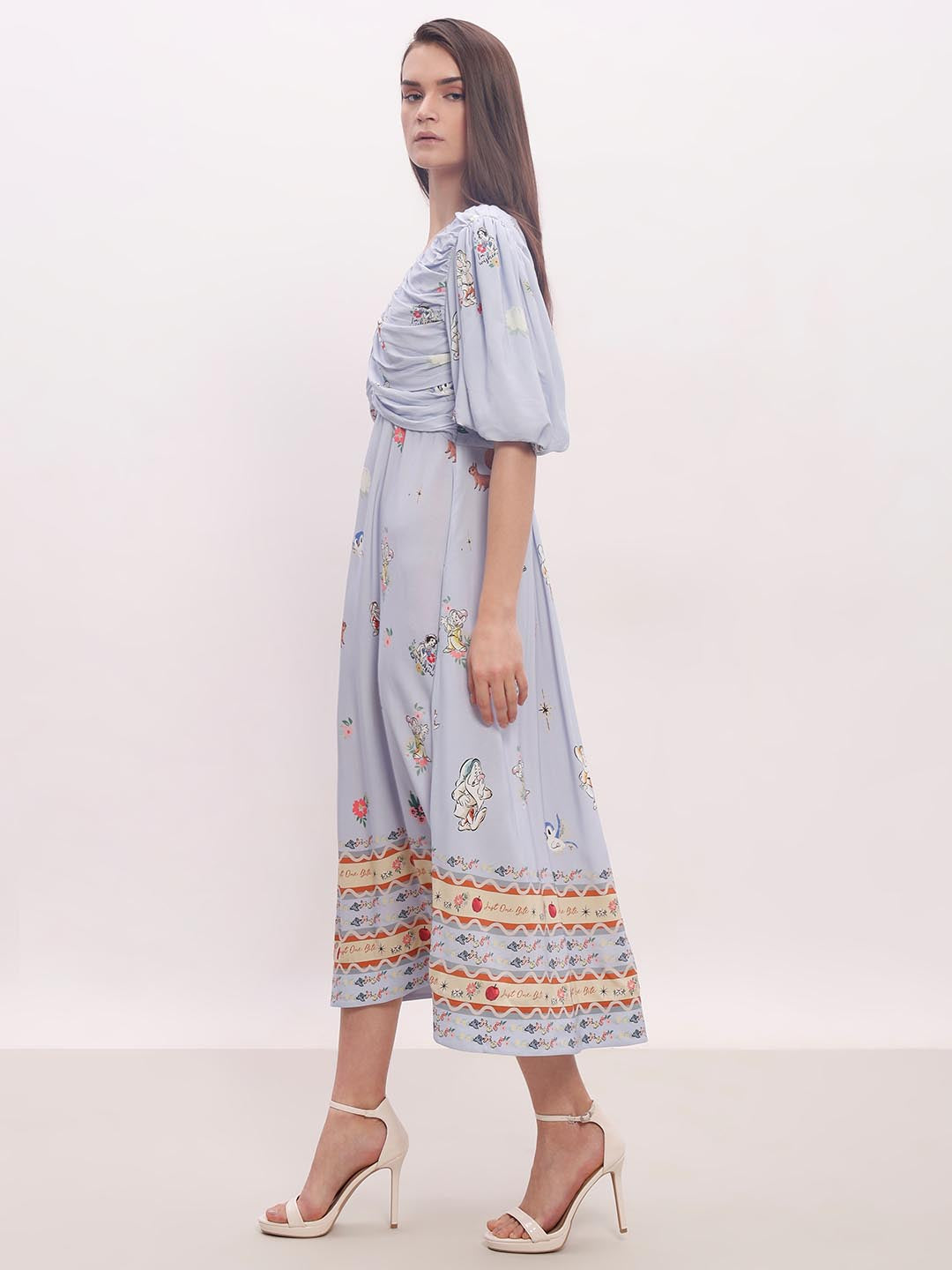 Vero Moda Blue Printed Midi Dress