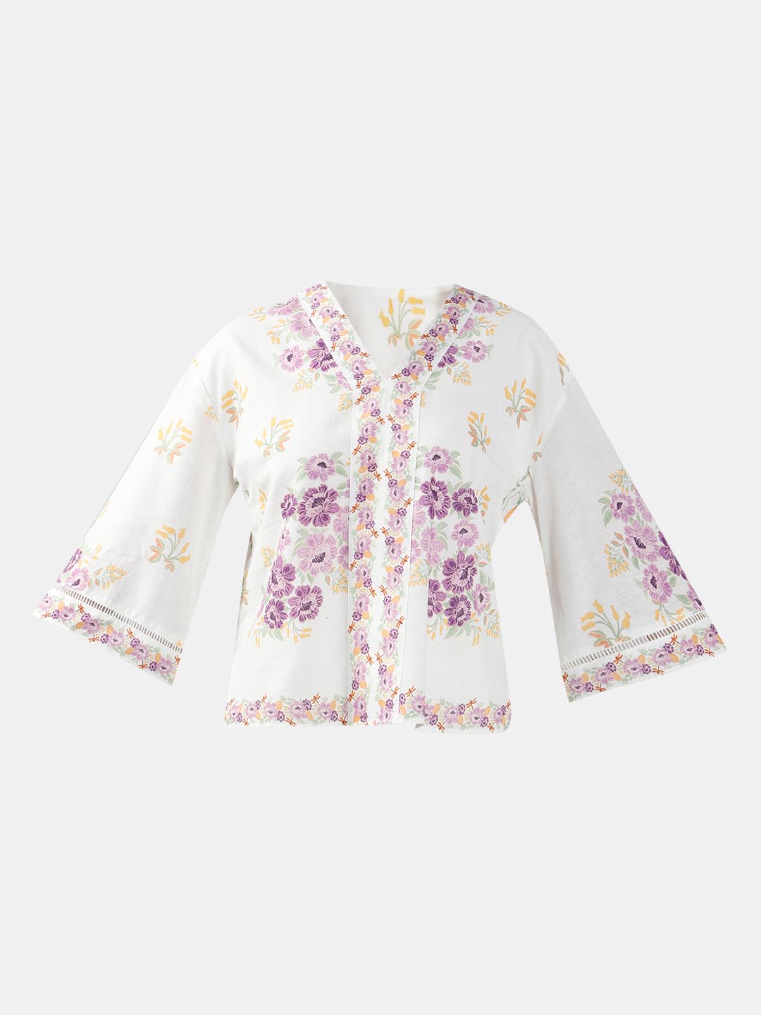 Vero Moda White Printed V-Neck Top