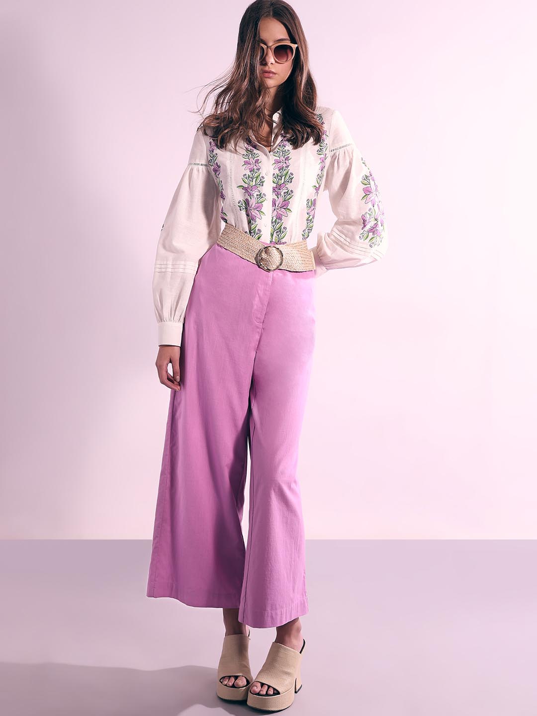 Vero Moda Purple High Rise Flared Pants