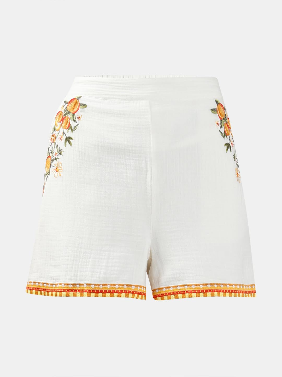Vero Moda White Embroidered Print Shorts