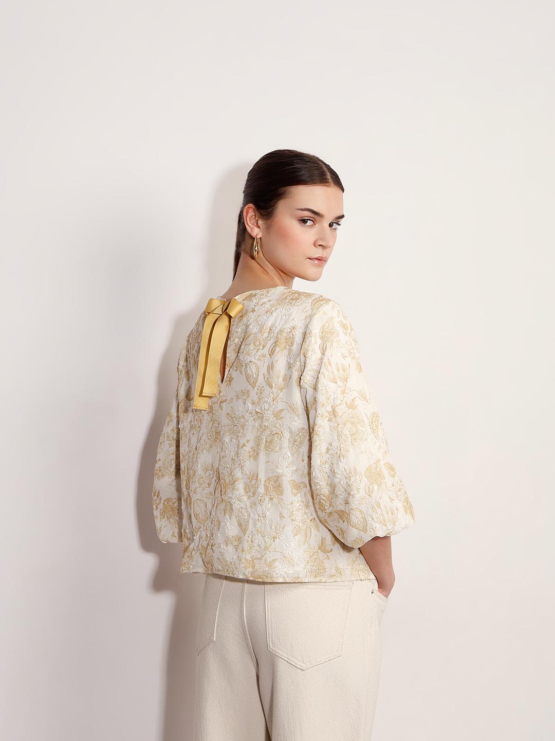 Vero Moda Ecru Jacquard Printed Top